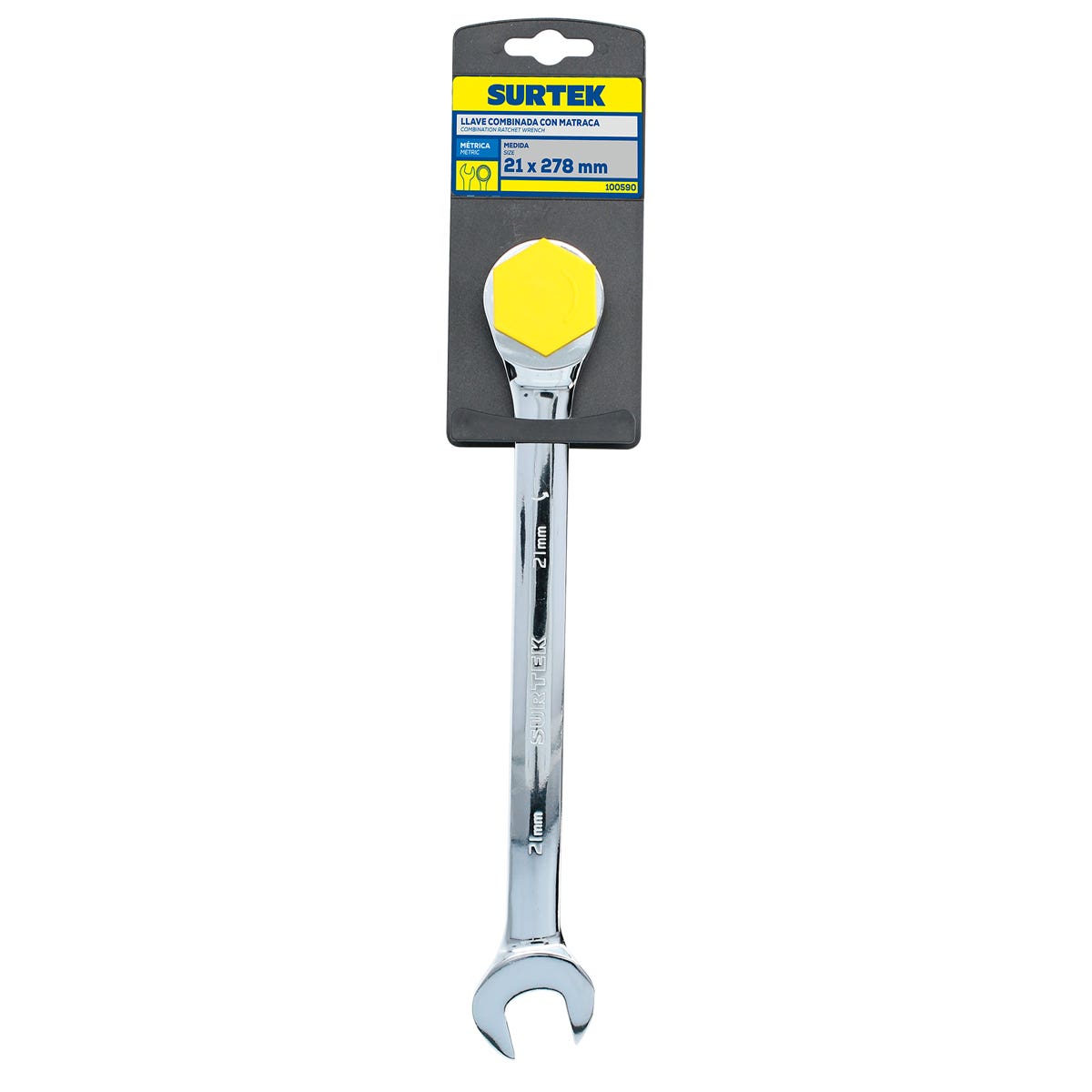 Llave Combinada Pulido Espejo De Matraca Métrica, 12 Puntas, Surtek 100590