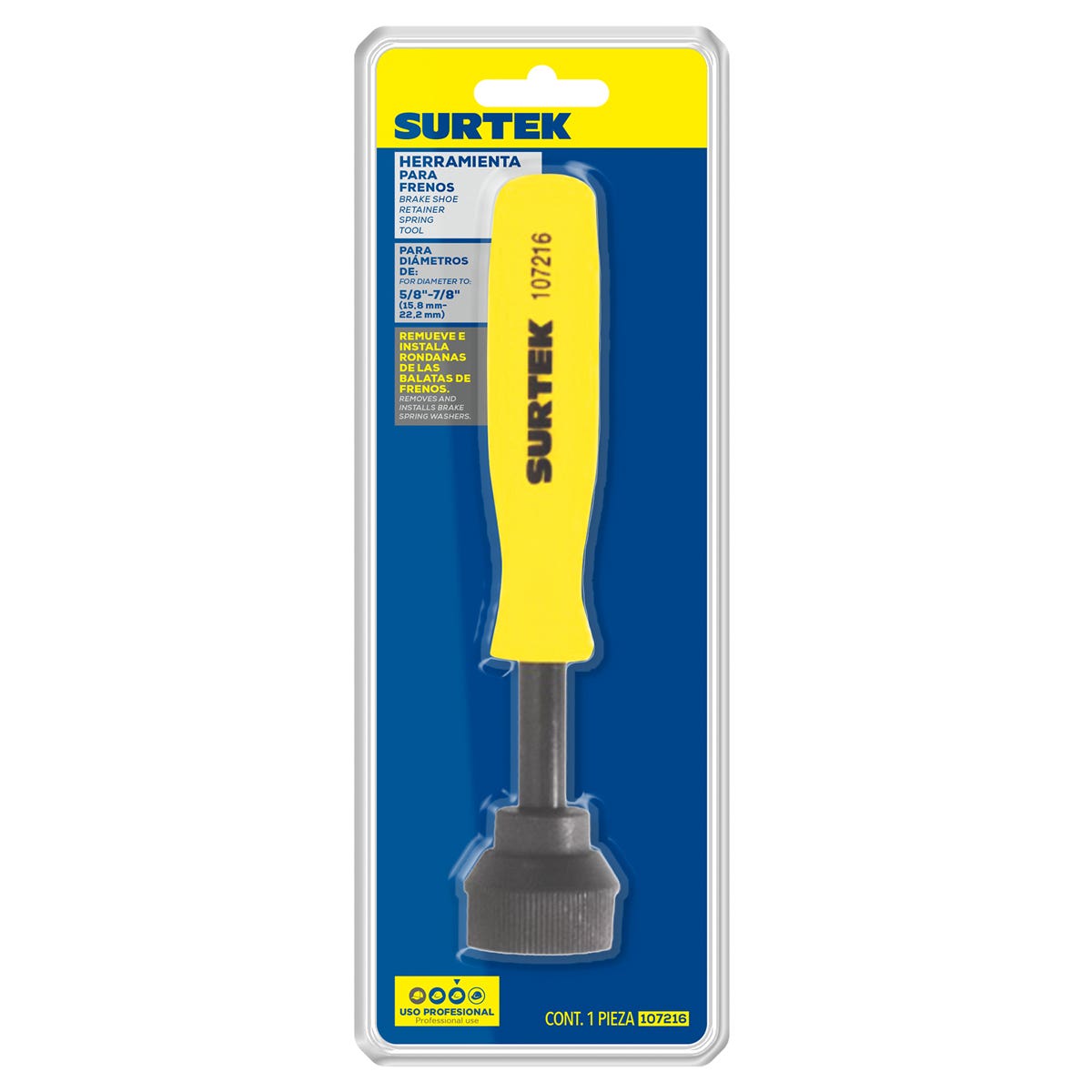 Herramienta Para Rondana Del Resorte De Freno De, 5/8 A 7/8, Surtek 107216