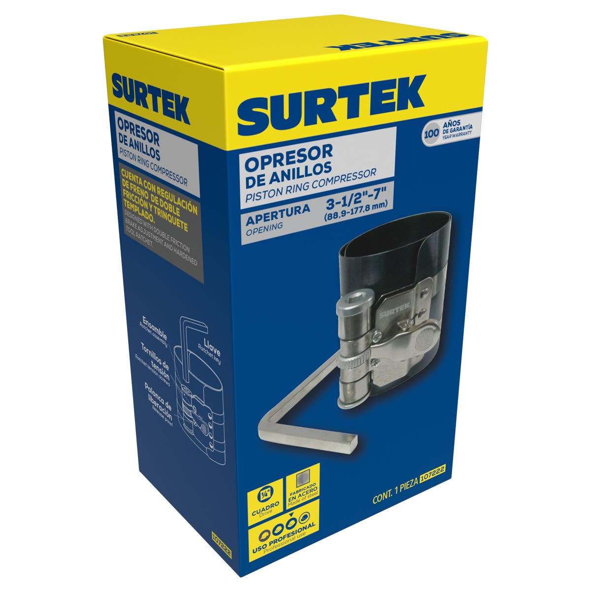Opresor De Anillos Para Motor De Gasolina 3-1/2 A 7, Surtek 107222