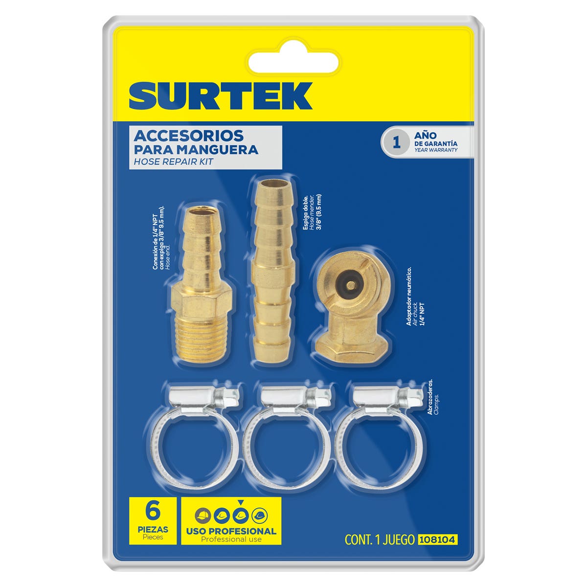 Accesorios Para Manguera, 6 Piezas, Surtek 108104