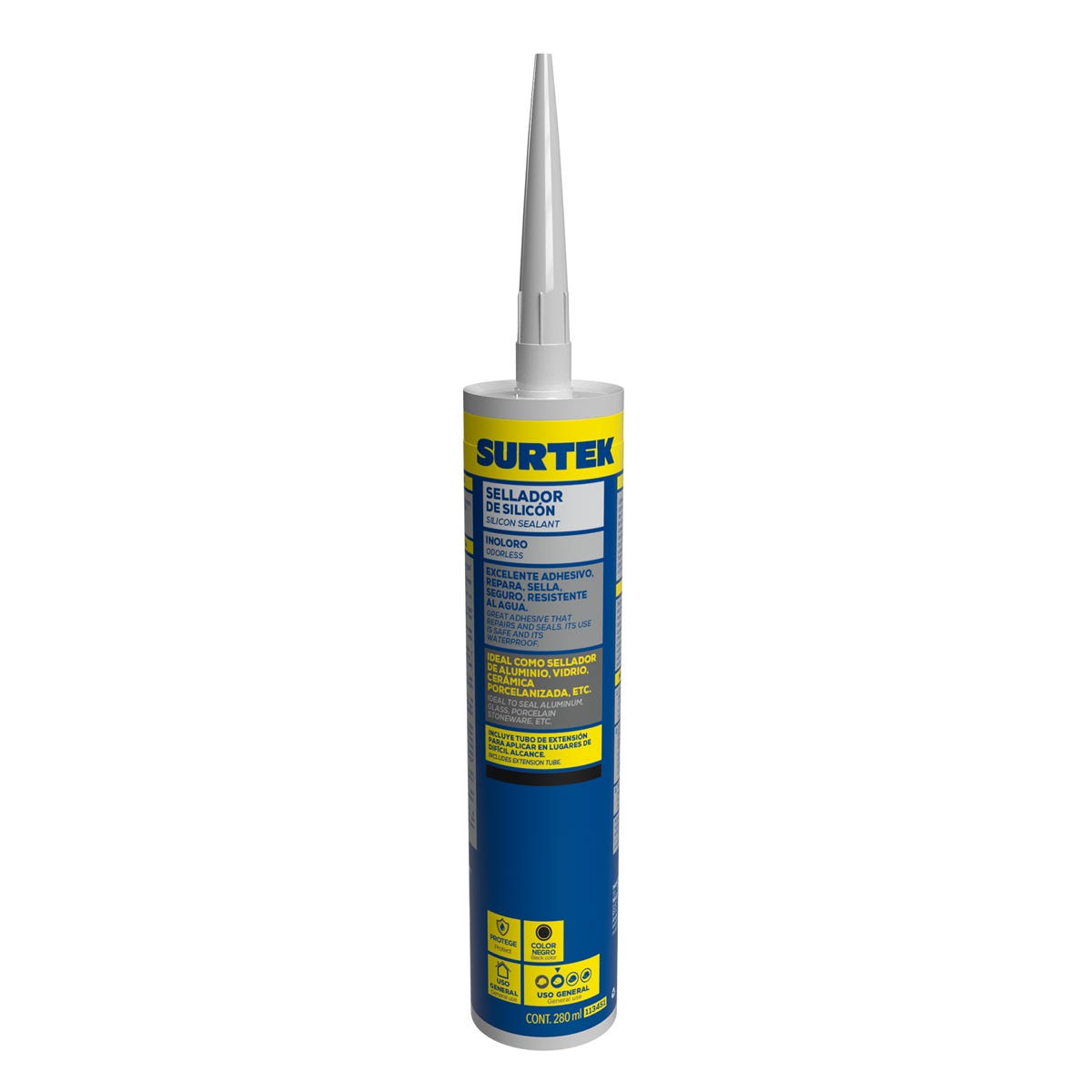 Silicón Color Negro, 280 ml, Surtek 113451