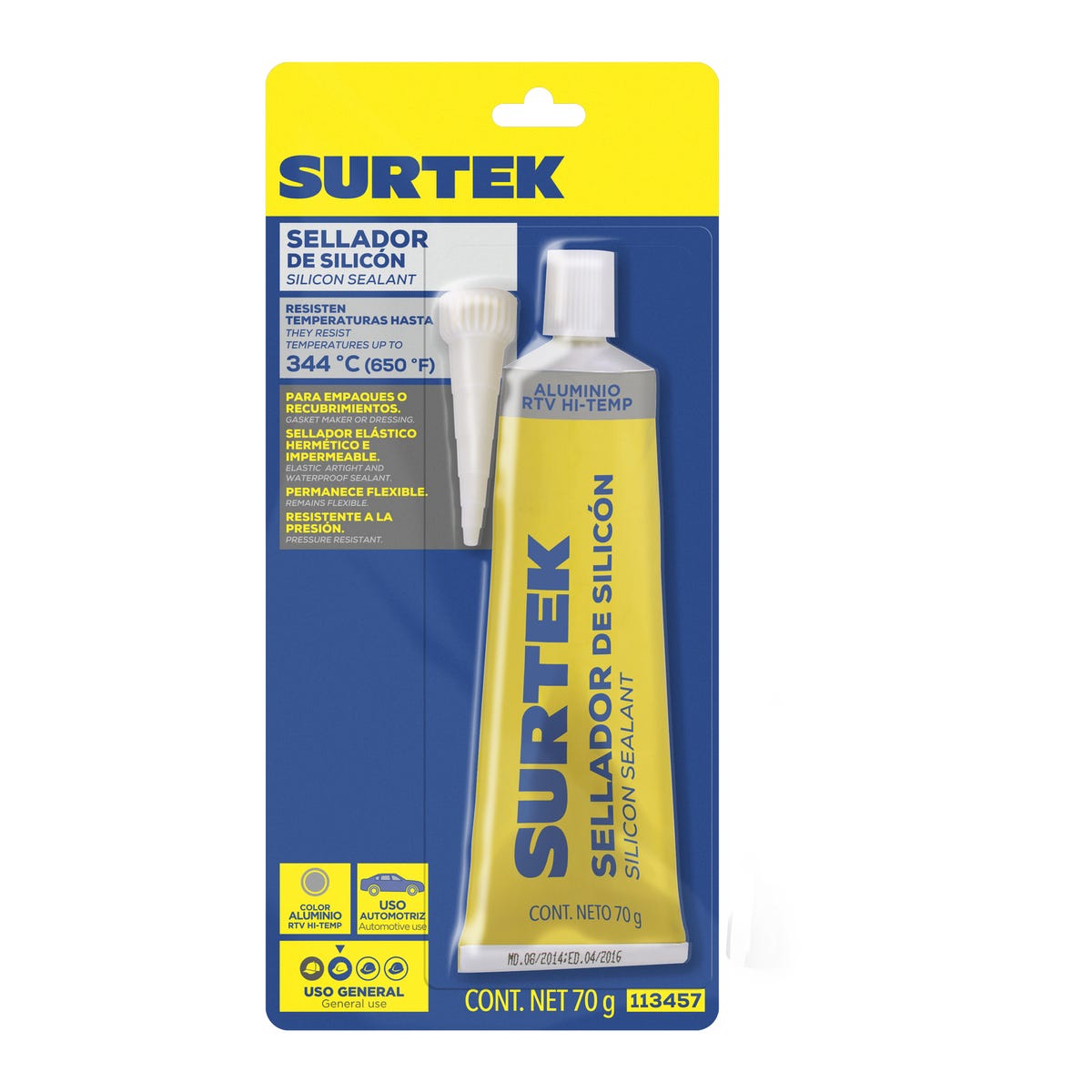 Silicón Para Alta Temperatura, Color Rojo En Tubo, Surtek 113459