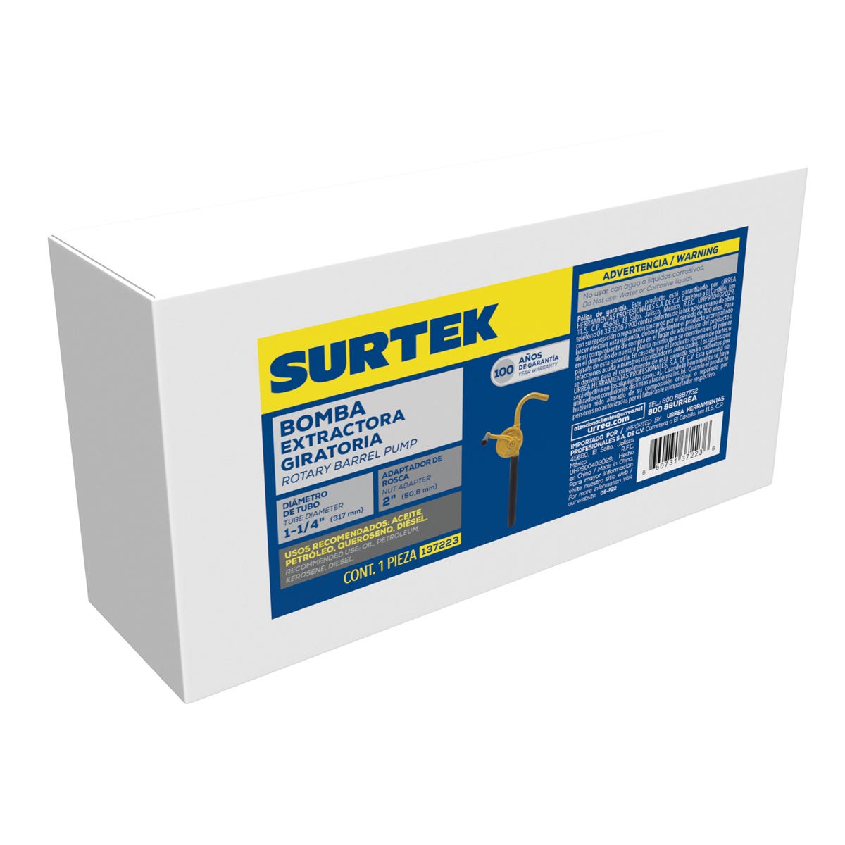 Bomba Extractora Giratoria Para Lubricantes, Suministro 18.4 Lt Por Giro, Surtek 137223