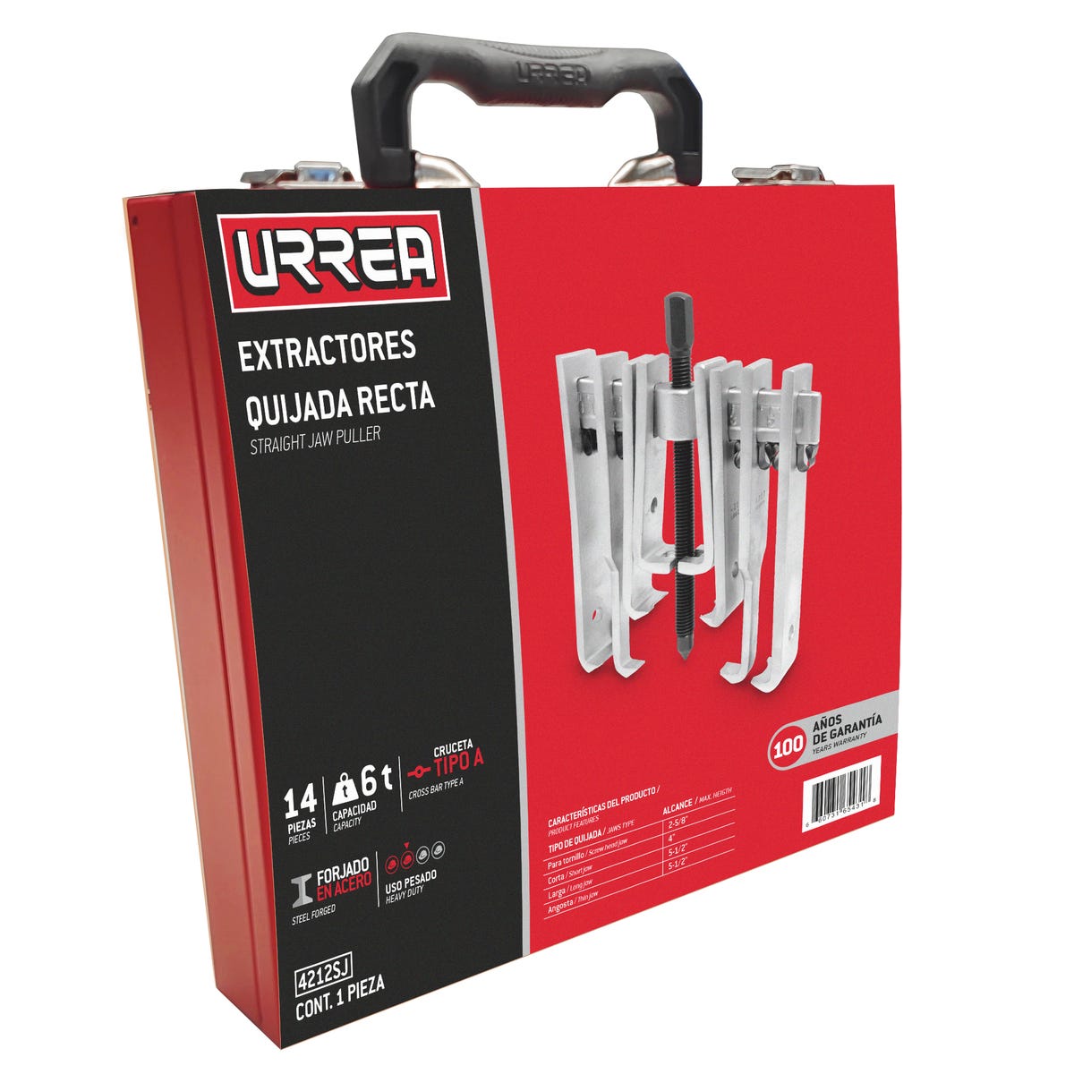 Extractor Quijada Recta Tipo A 6 Ton, 14 Piezas, Urrea 4212SJ