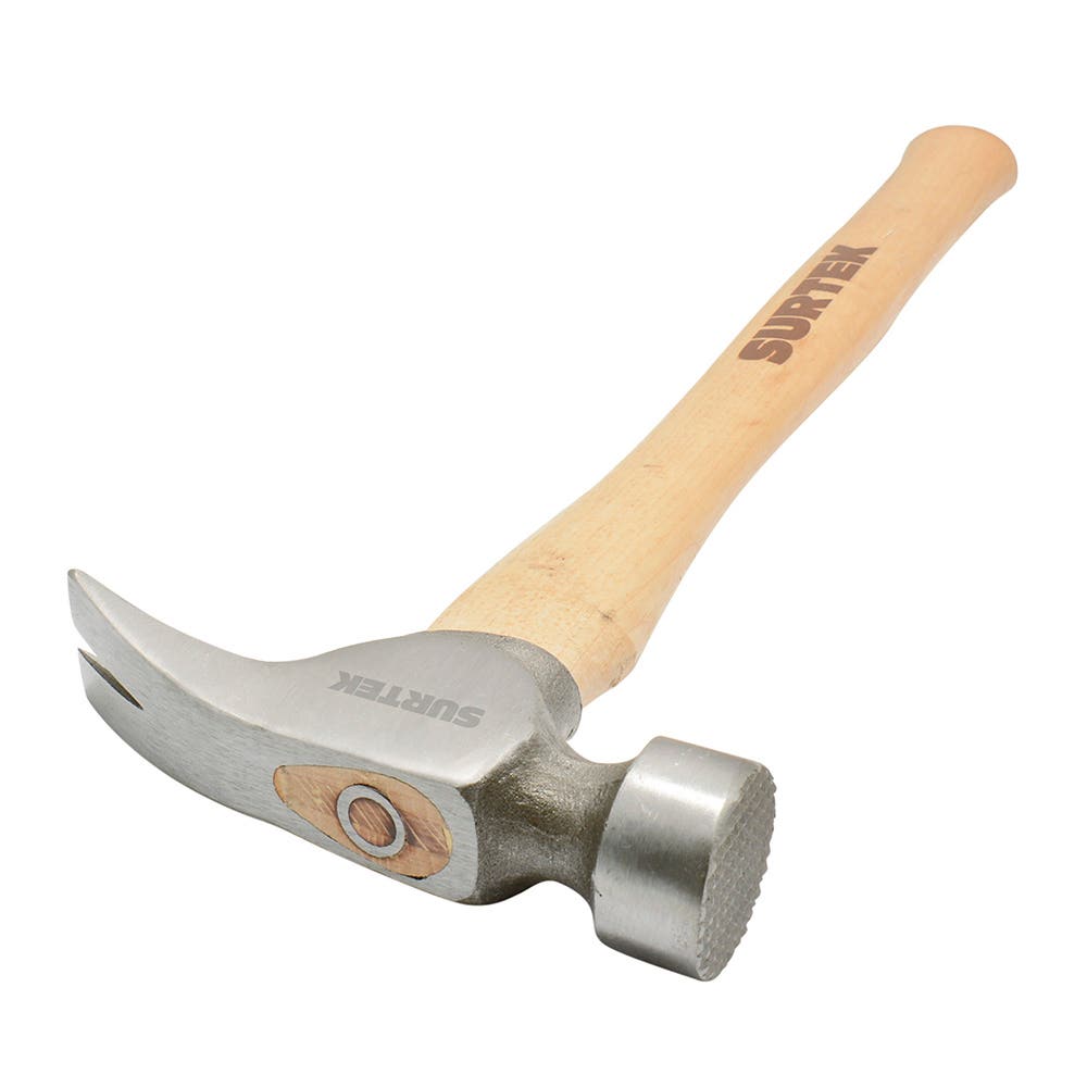 Martillo De Uña Recta Con Cabeza Fresada Tipo California Con Mango De Madera 16, 25 Oz, Surtek 425CF