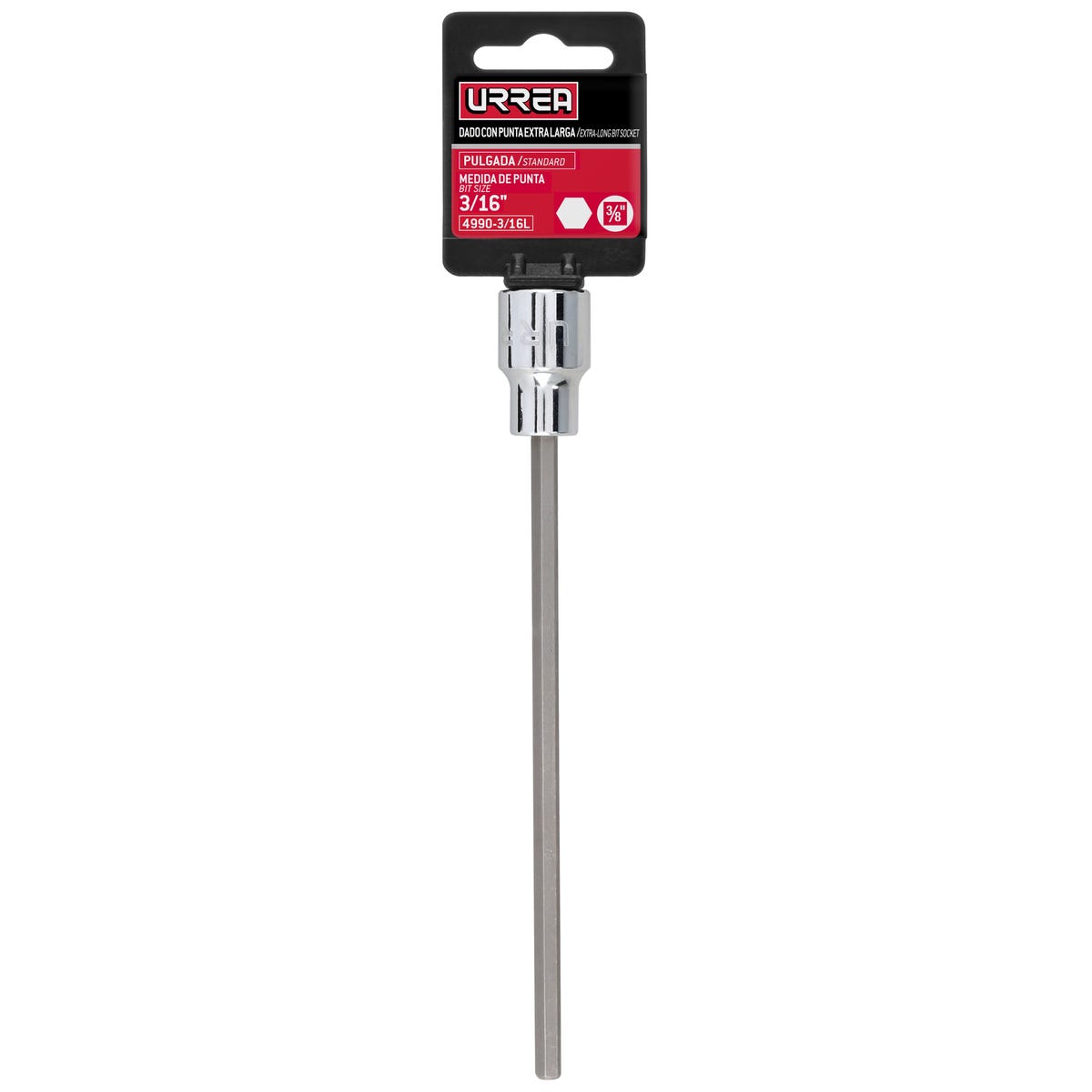 Dado Con Punta Hexagonal Extra Larga Cuadro De Urrea 4990-3/16L