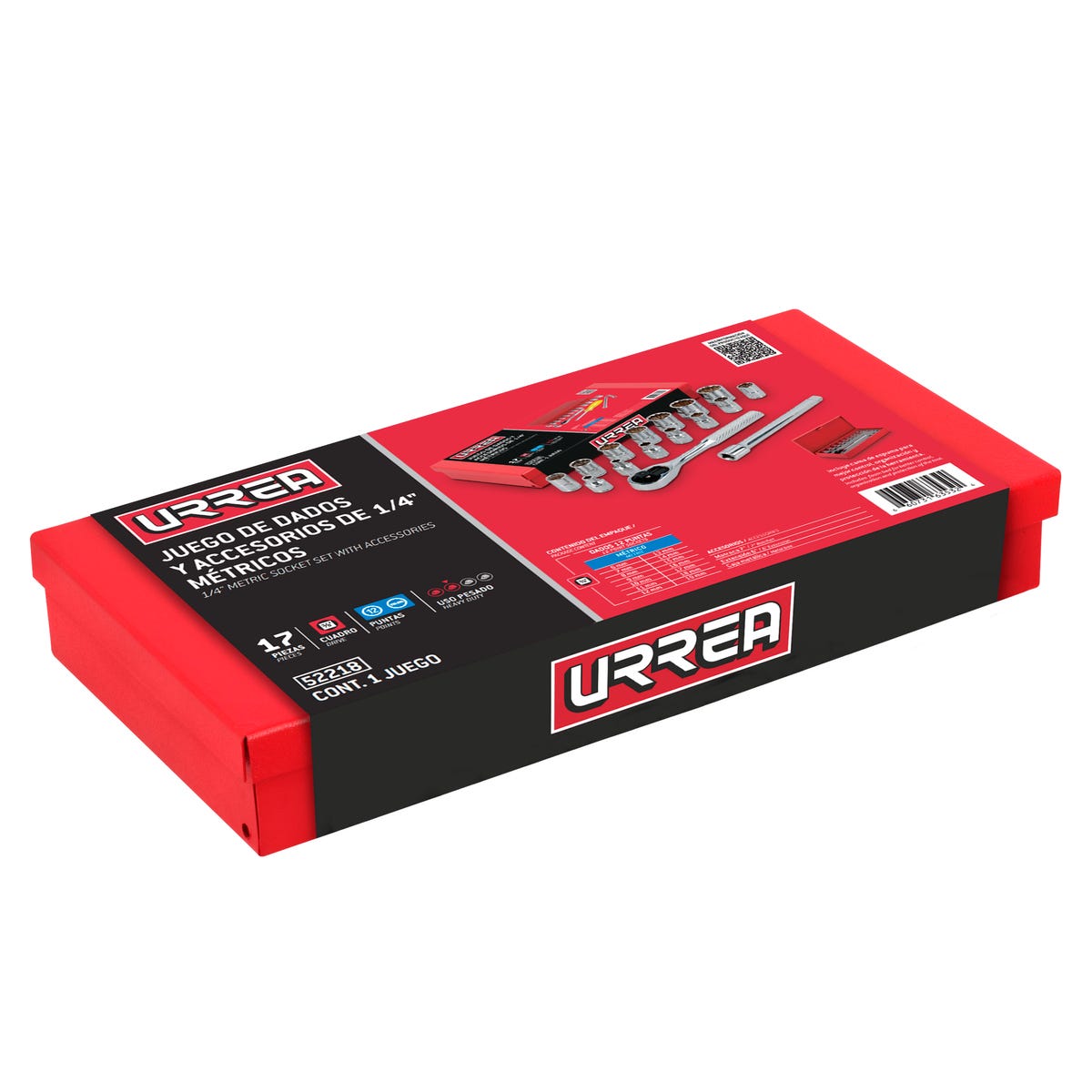 Juego De Dados Y Accesorios Cuadro De 3/8 Urrea 52218