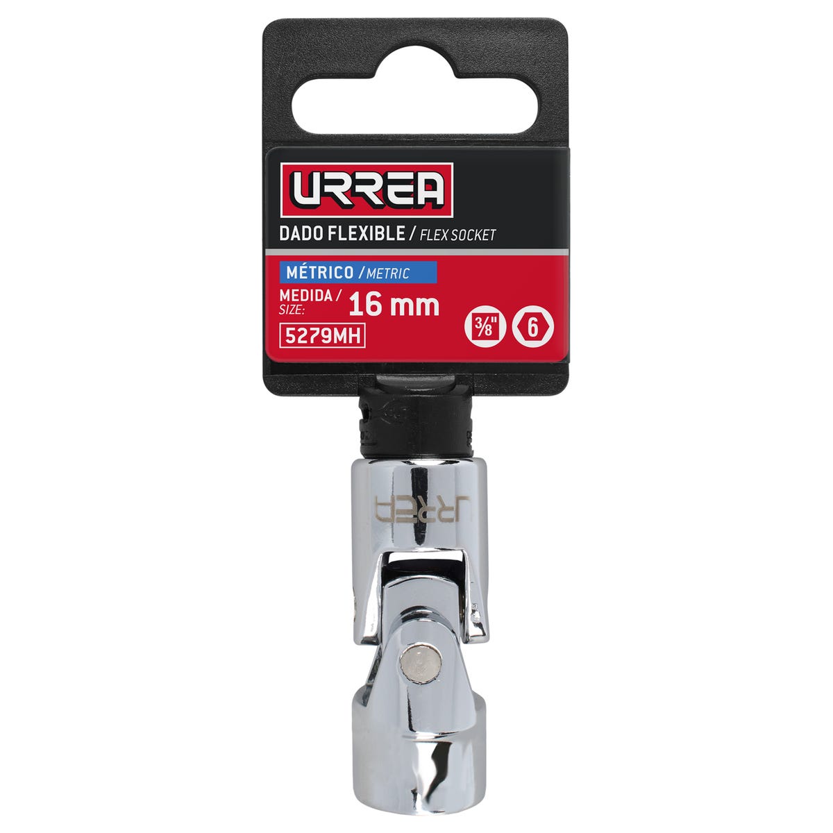 Dado Flexible Cuadro De 3/8, 6 Puntas, Métrico, Urrea 5279MH