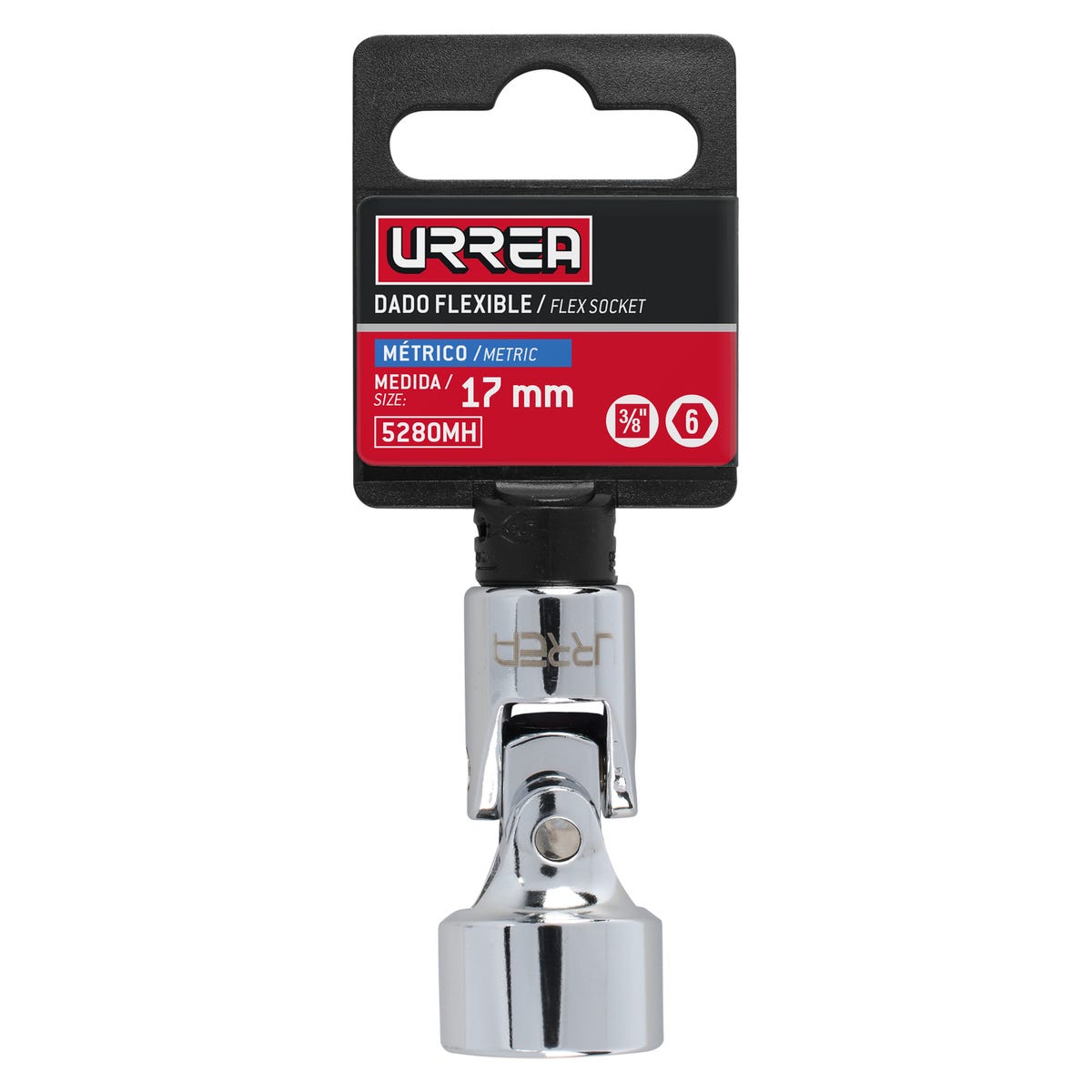 Dado Flexible Cuadro De 3/8, 6 Puntas, Métrico, Urrea 5280MH