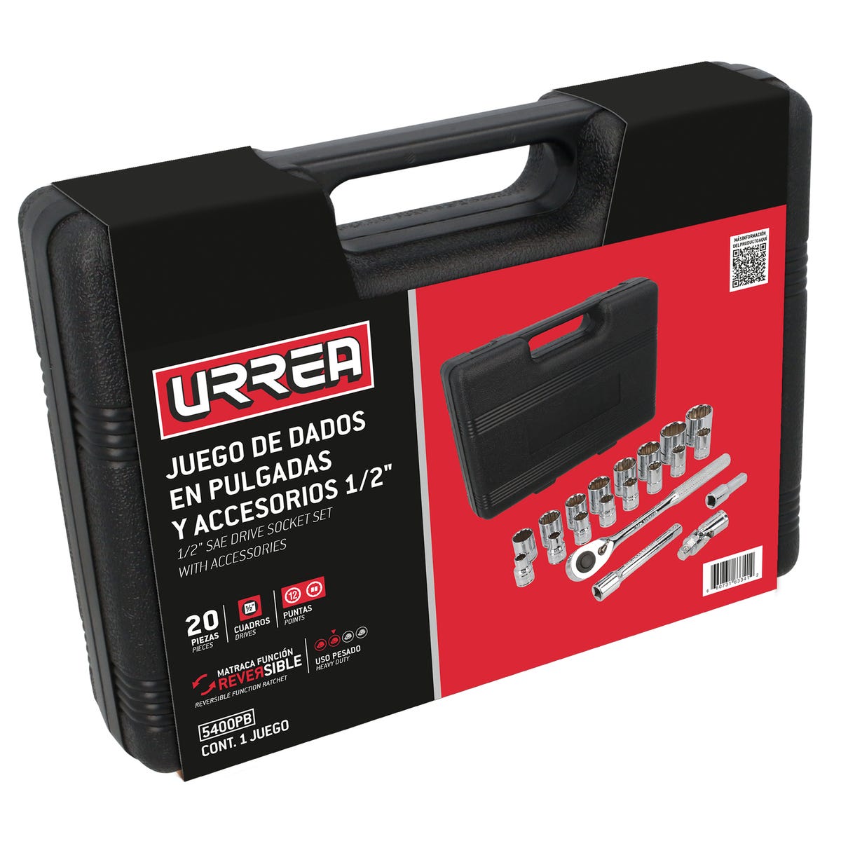 Juego De Dados Y Accesorios Cuadro De 1/2 En Urrea 5400PB