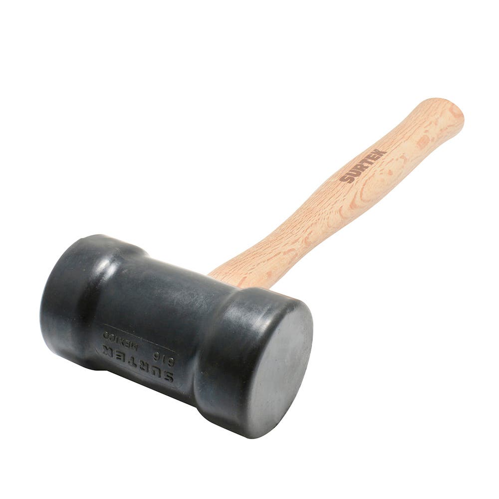 Mazo Con Cabeza De Hule Negro Con Mango De Madera 14, 16 Oz, Surtek 616