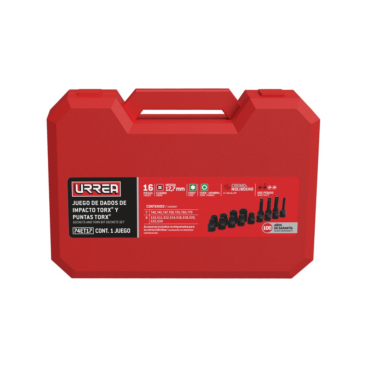 Juego De Dados De Impacto Torx Hembra Y Punta Urrea 74ET17