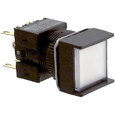 INTERRUPTOR DE BOTÓN DE 24V ILUMINADO, DPDT, PROTECTOR CUADRADO, BLANCO OMRON A165L-AWA-24D-2