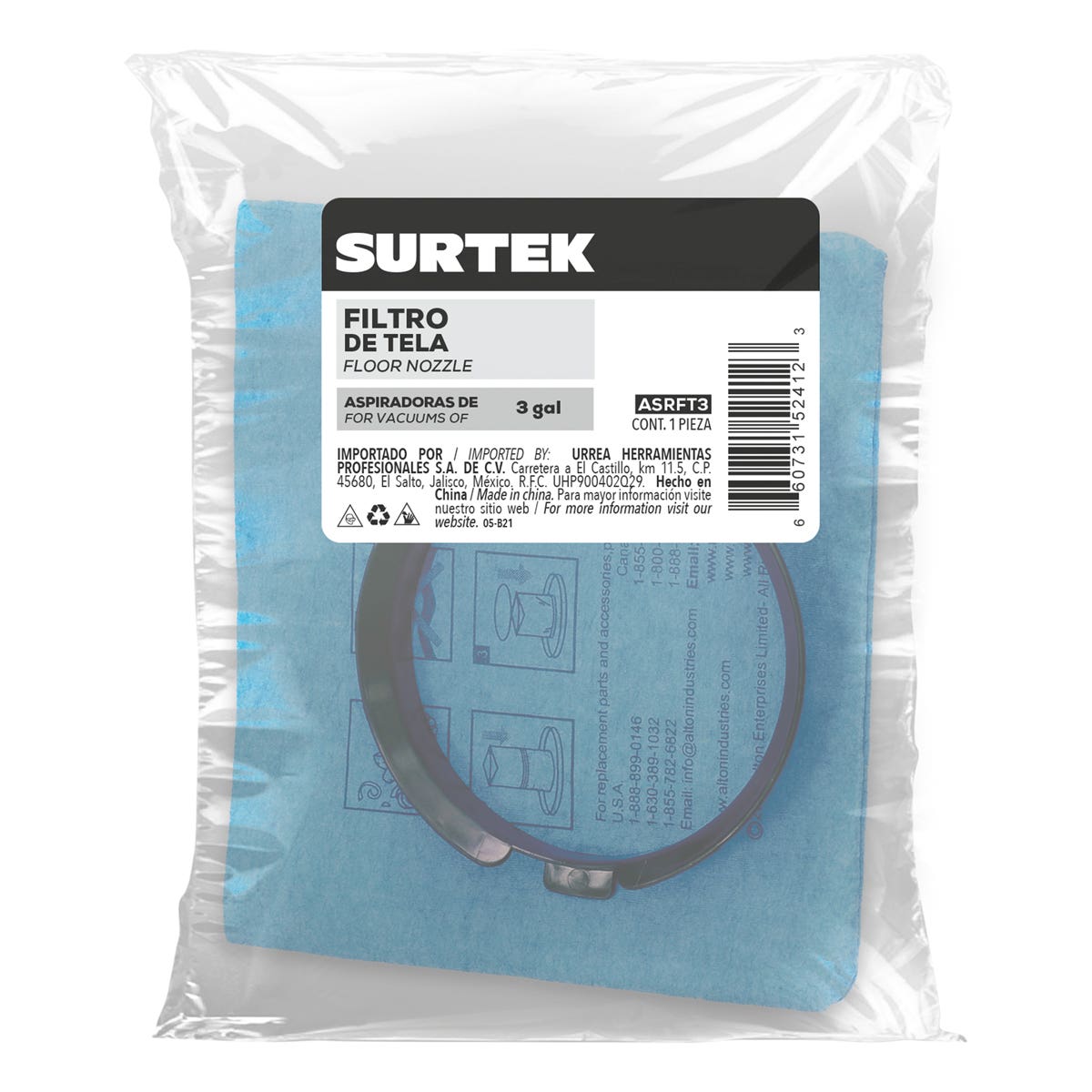 Filtro De Tela Para Aspiradora De 3 Galones, Surtek ASRFT3