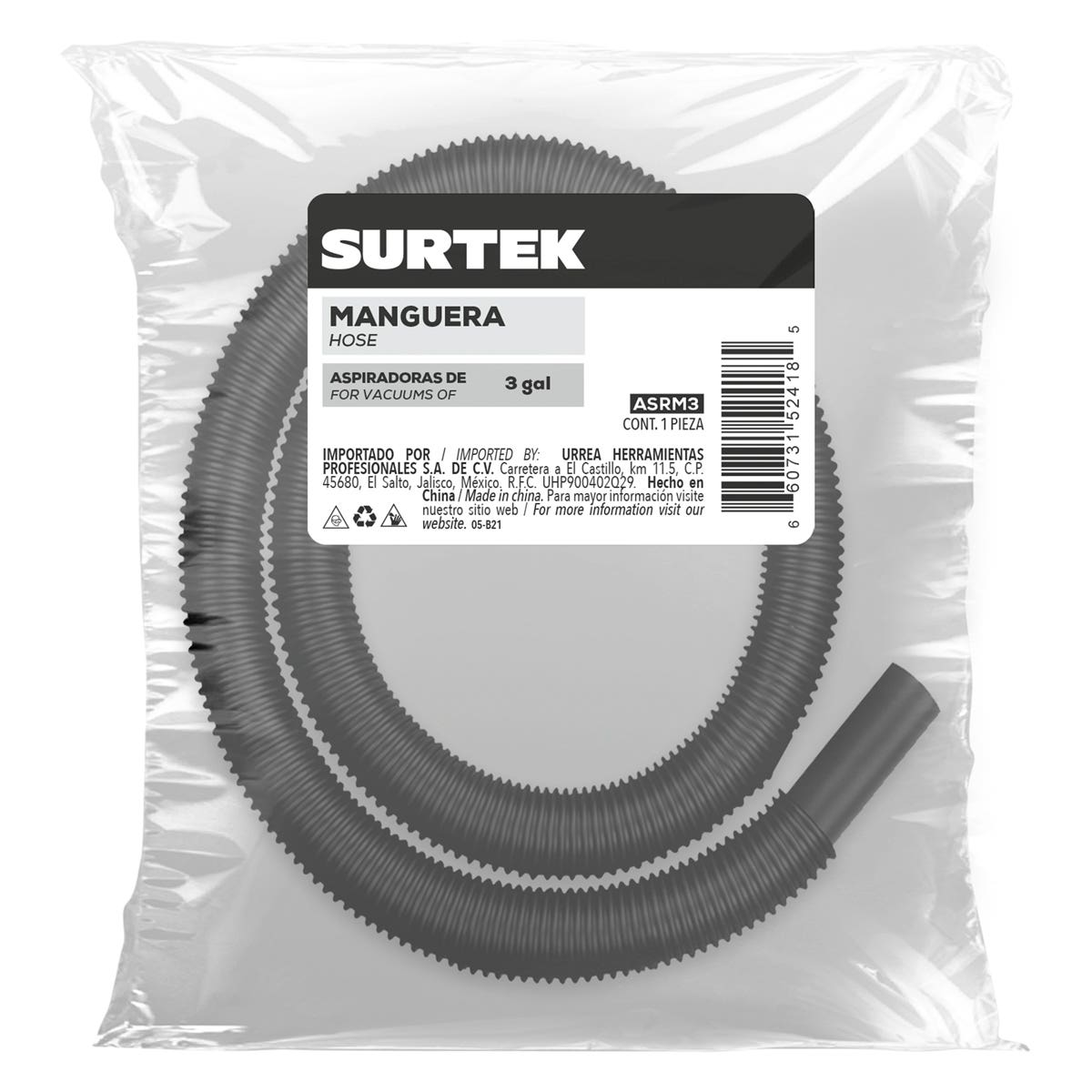 Manguera Para Aspiradora De 3 Galones, Surtek ASRM3