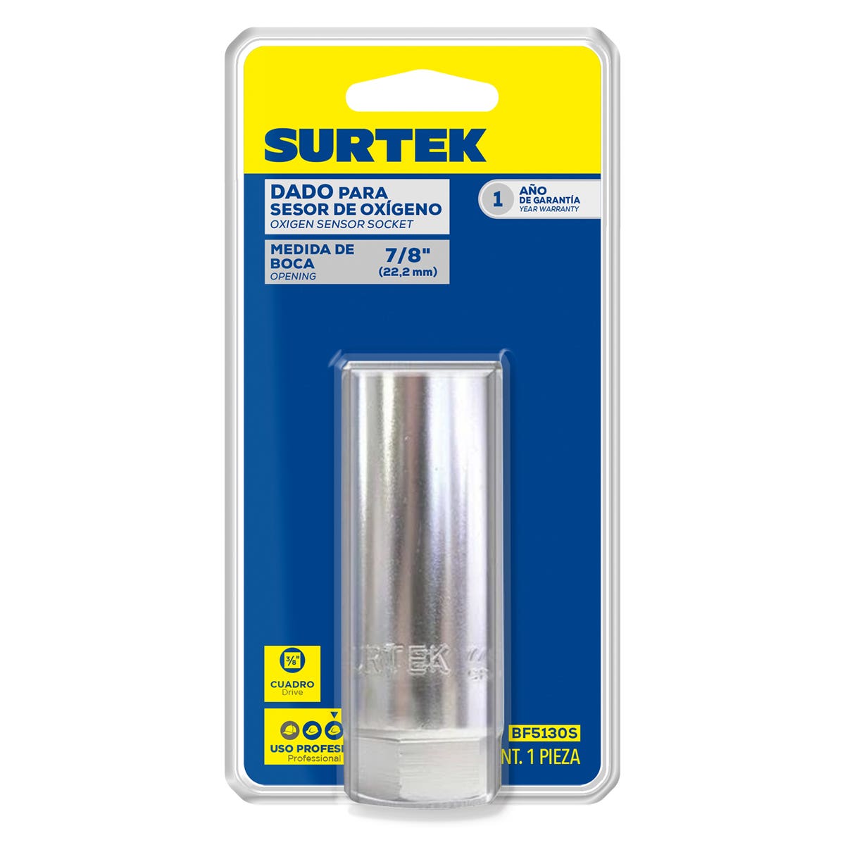 Dado En Pulgadas Cuadro De 3/8 Para Sensor Oxígeno, 7/8, Surtek BF5130S