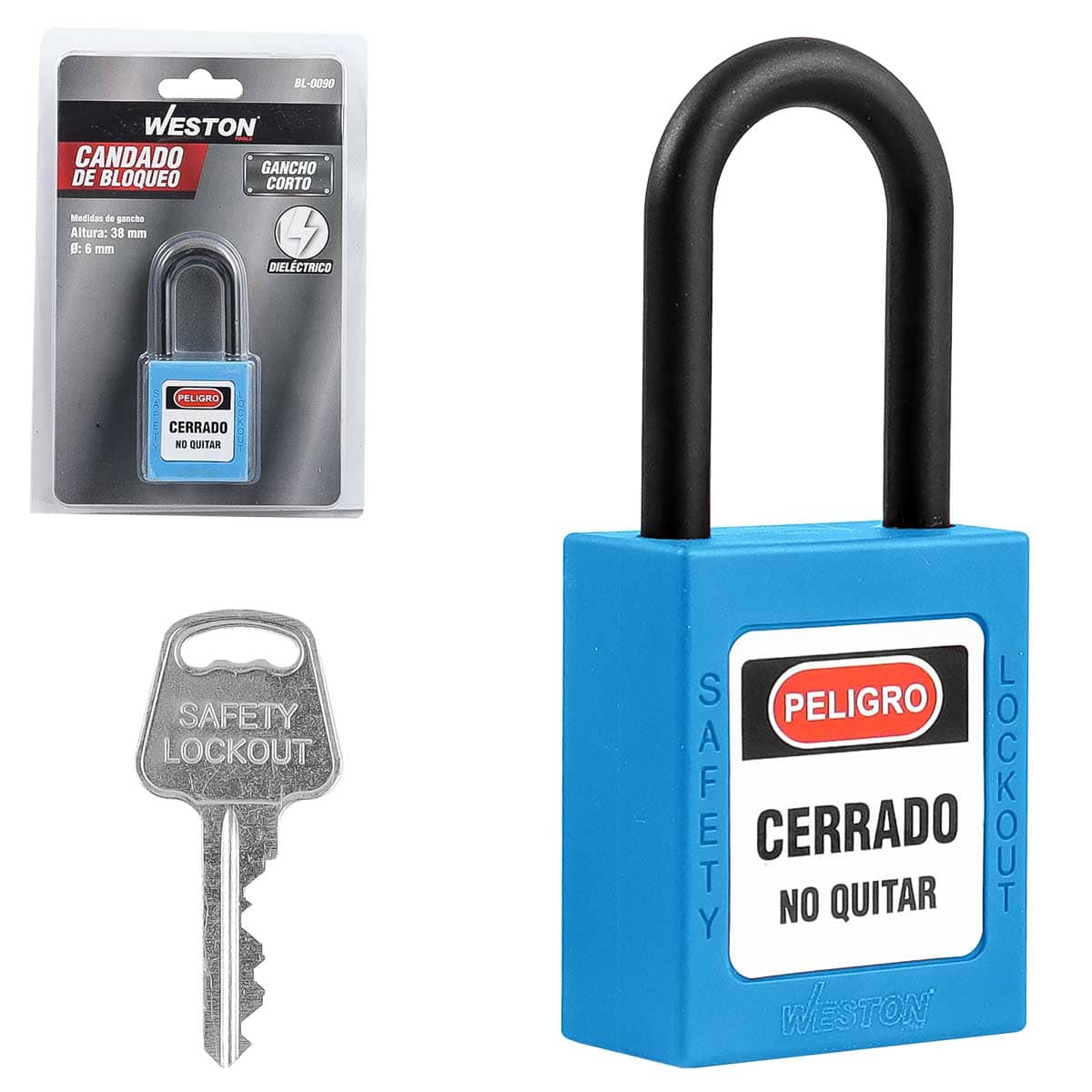 Candado De Bloqueo Dieléctrico Azul 38MM | BL-0090