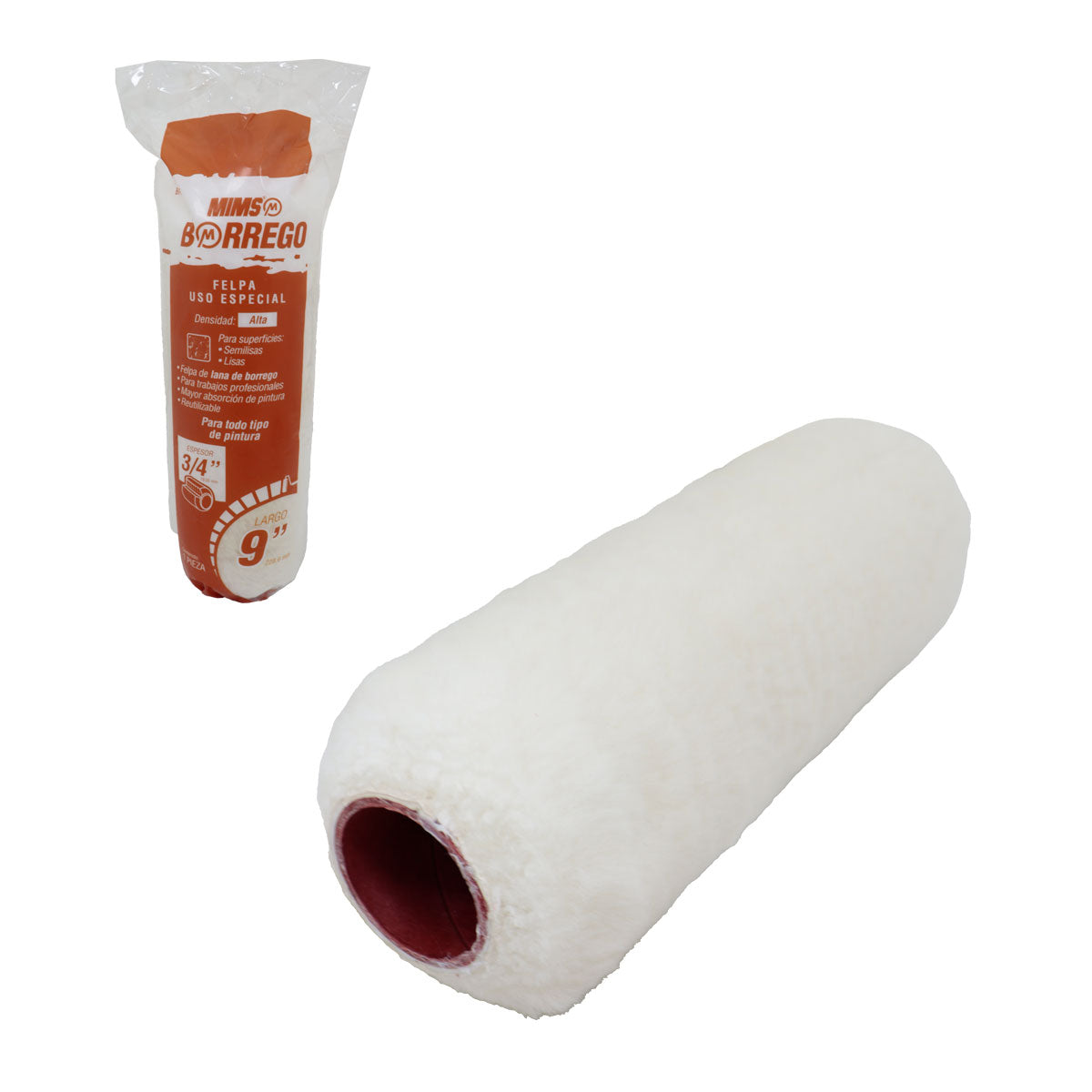 Felpa Borrego Uso Especial 9" X 3/4" (Precio X Pieza - Emp. Con 12 Piezas) | BR-0655