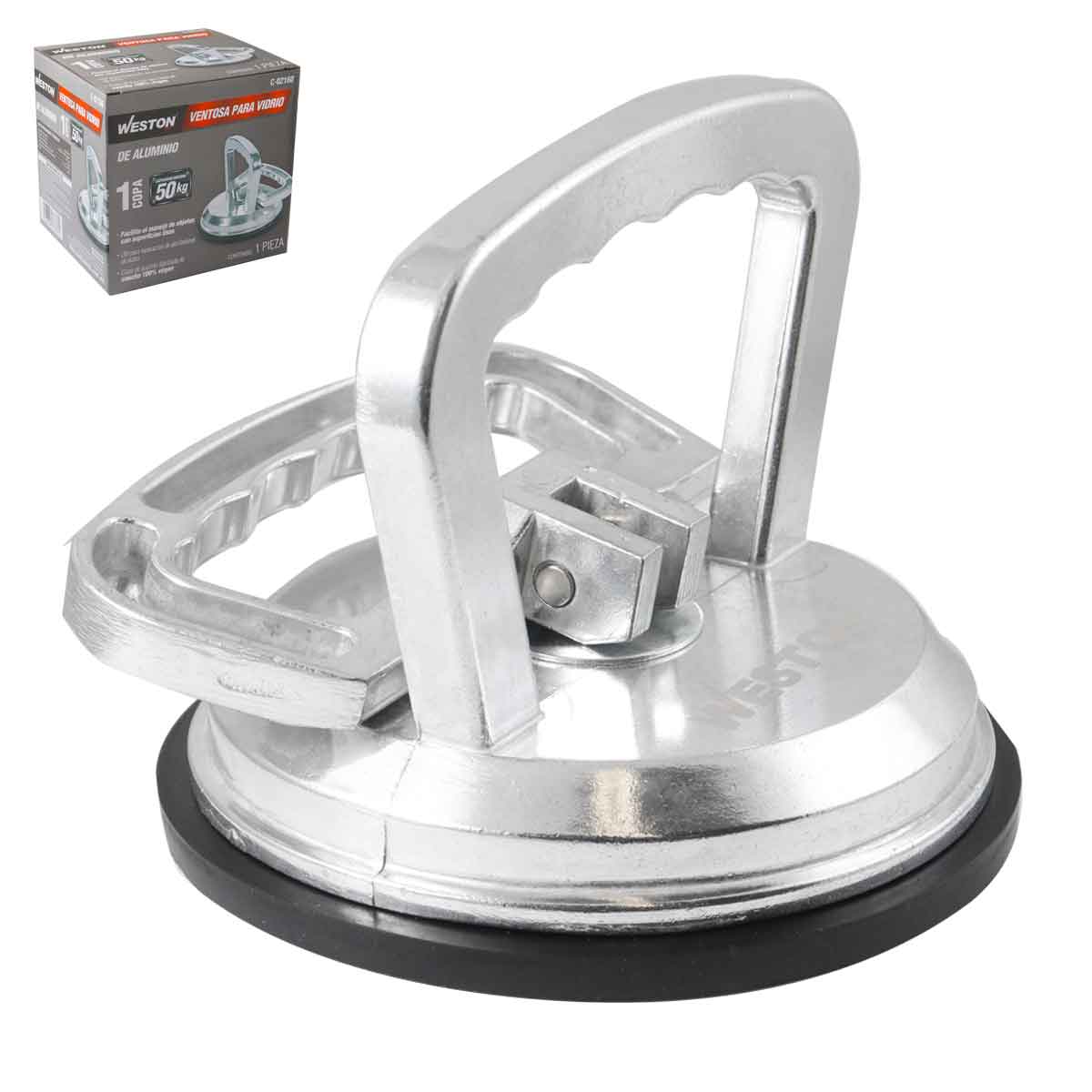 Ventosa para Vidrio de Aluminio 1 Copa Capacidad 50 KG | C-02160