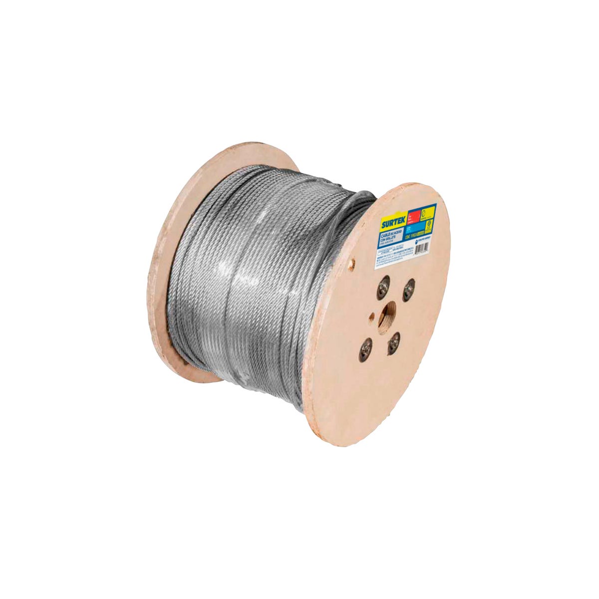 Cable De Acero Con Guardacabo 7 x 19 Hilos, 3/32 x 300 m, Surtek CA243