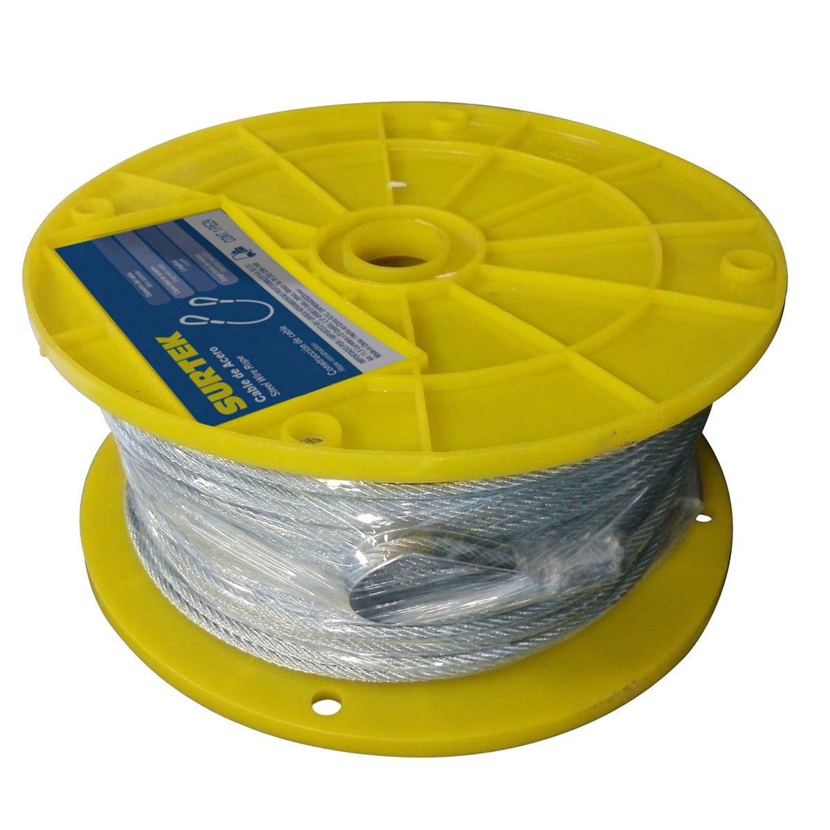 Cable De Acero Con Grillete Recubrimiento PVC Negro 7 x 19 Hilos, 3/16 x 457 m, Surtek CAP236