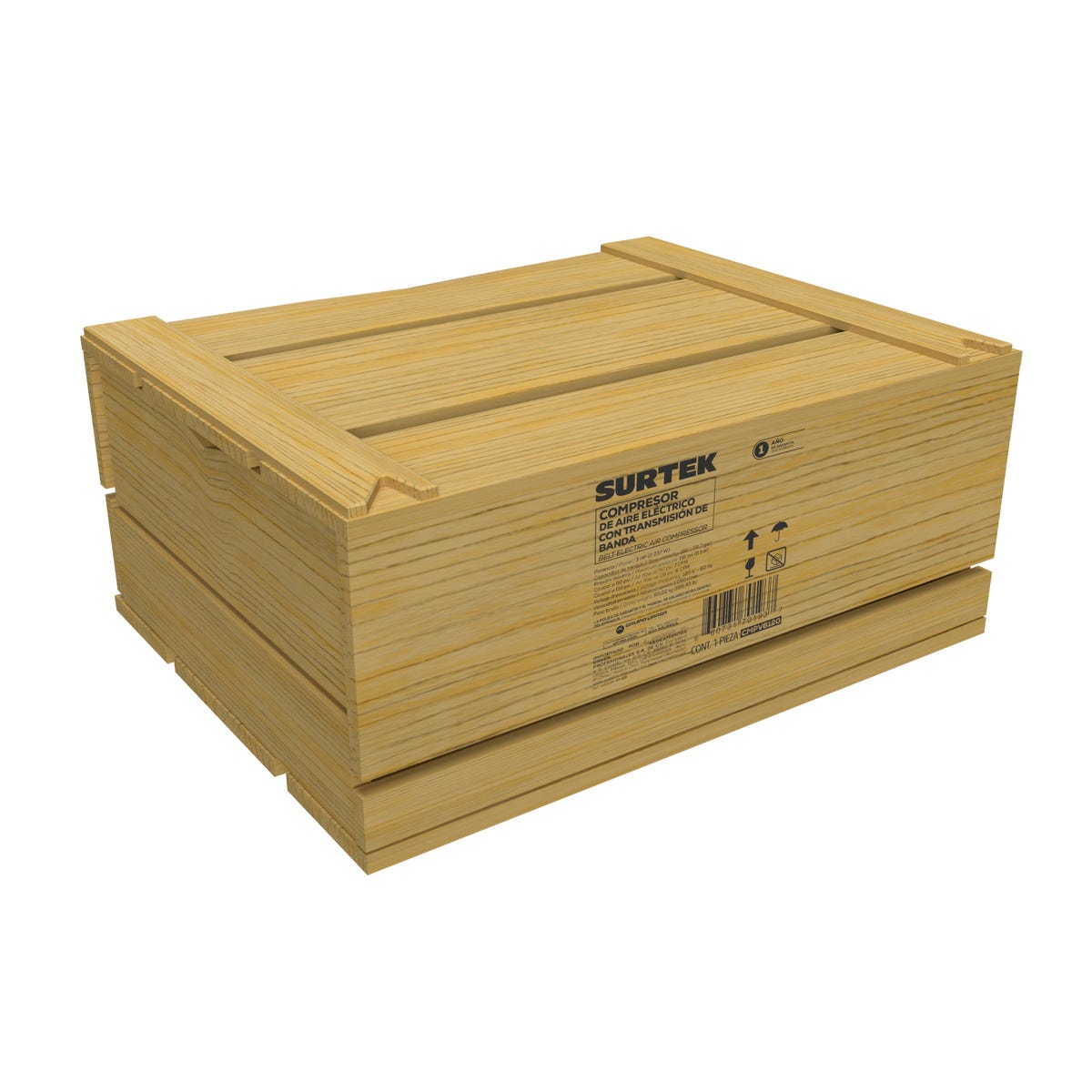 Compresor De Aire Eléctrico Con Transmisión De Banda Vertical 120 L, 3 HP, Surtek CMPV6120