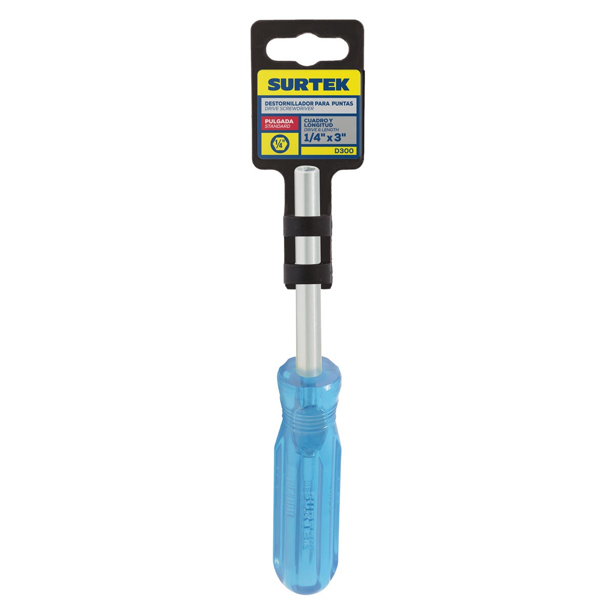 Destornillador Con Mango Azul, Mágnetico Para Puntas Hexágono Intercambiables De 1/4, Surtek D300