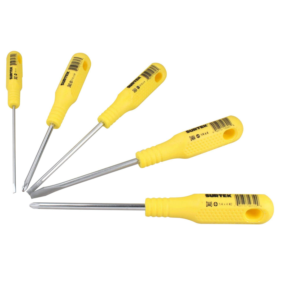 Juego De Destornilladores Con Mango Amarillo Combinados, 5 Piezas En Estuche, Surtek D400A