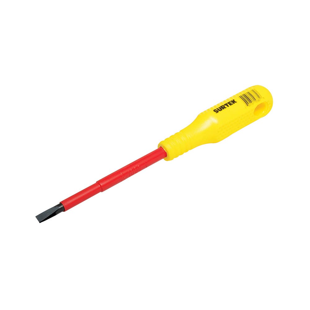 Destornillador Con Mango Amarillo Dieléctrico 1000 V, Punta Cabinet De 5/32, Surtek D414V