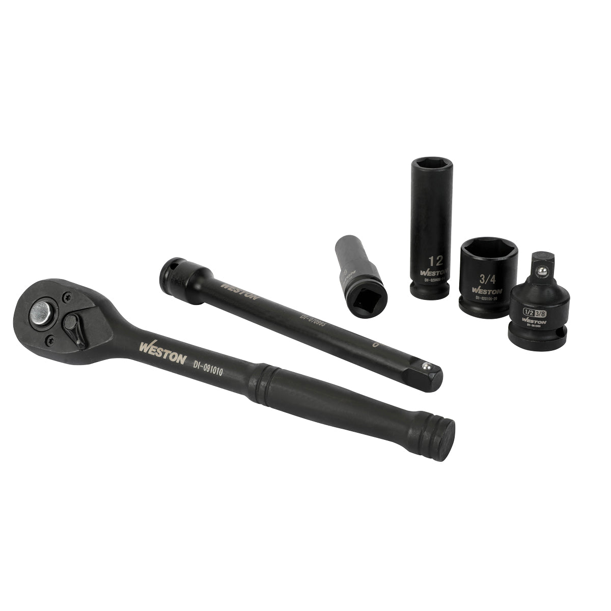 Jgo. De 45 Dados De Impacto Cuadro 3/8" Fracc. Y Metric. C/ Llave De Matraca