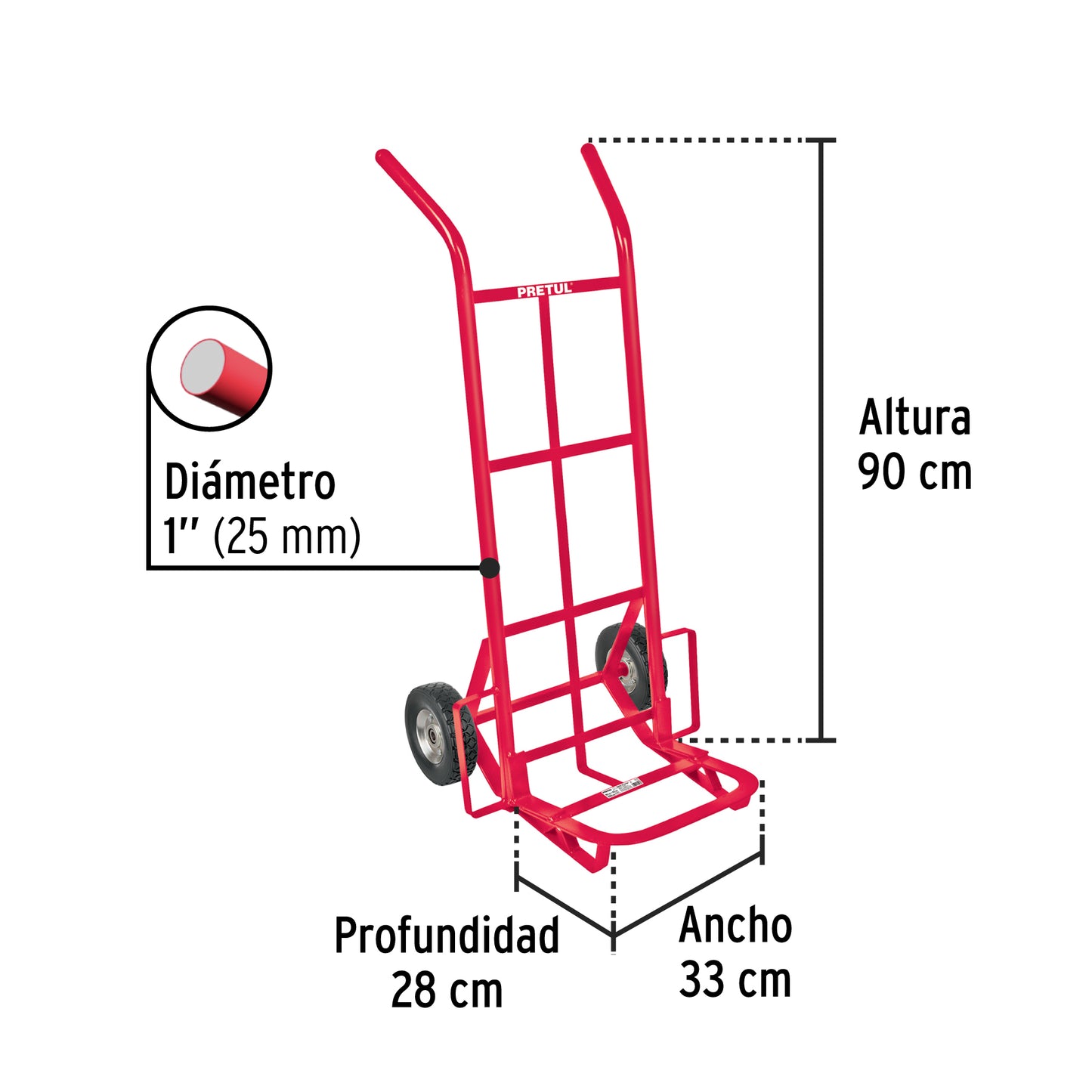 44475 DIA-100 Diablo de carga de 100 kg, ruedas sólidas, balero sencillo
