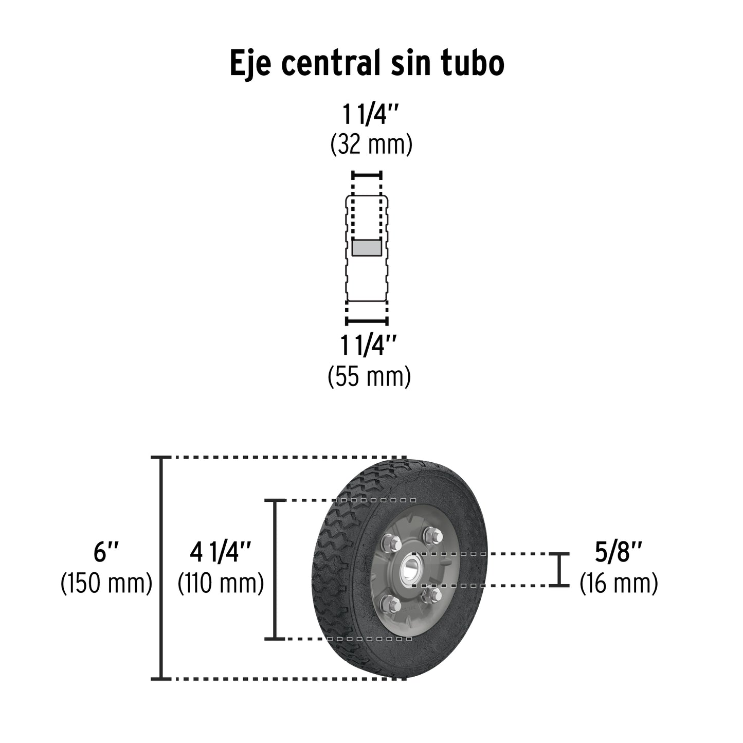 44475 DIA-100 Diablo de carga de 100 kg, ruedas sólidas, balero sencillo