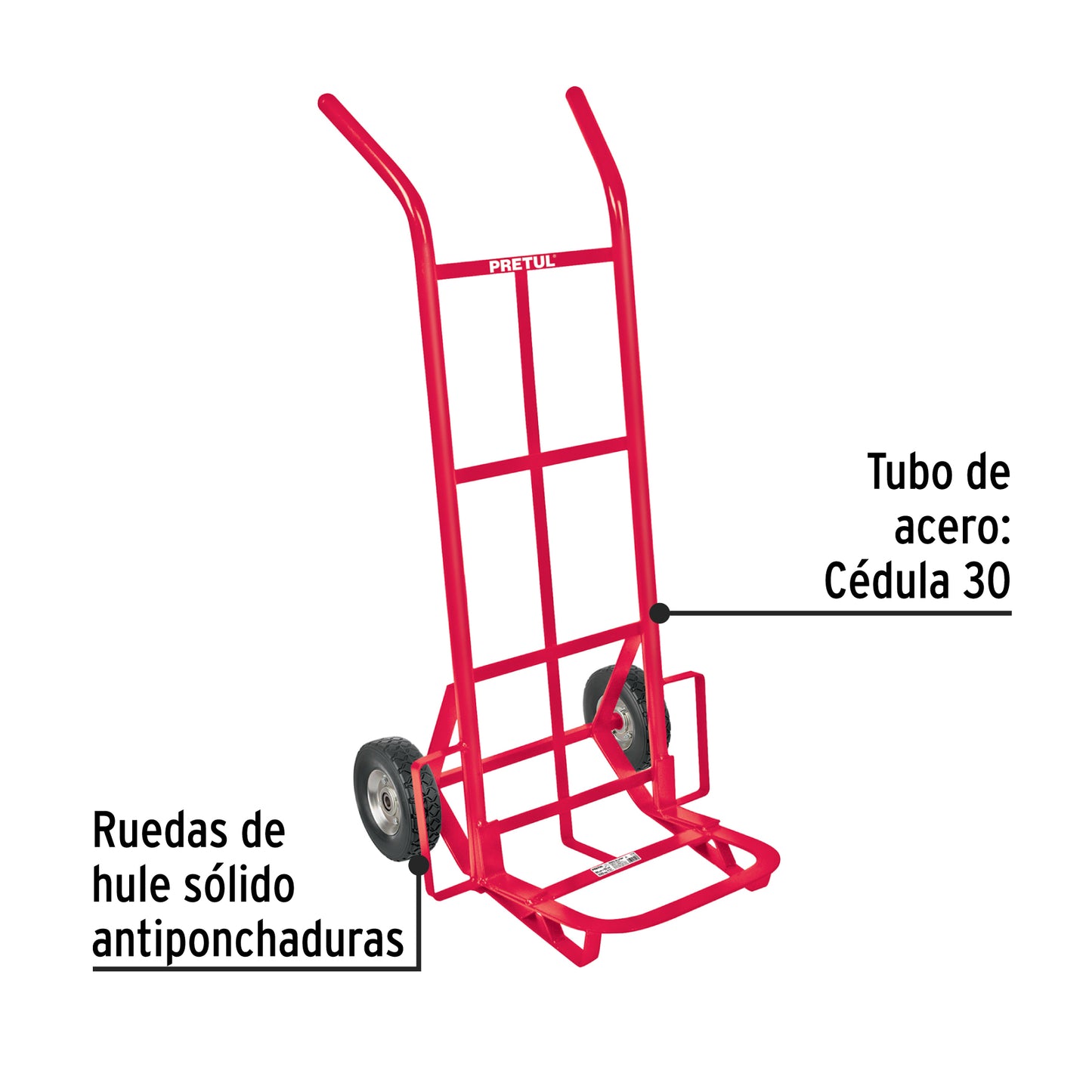 44475 DIA-100 Diablo de carga de 100 kg, ruedas sólidas, balero sencillo