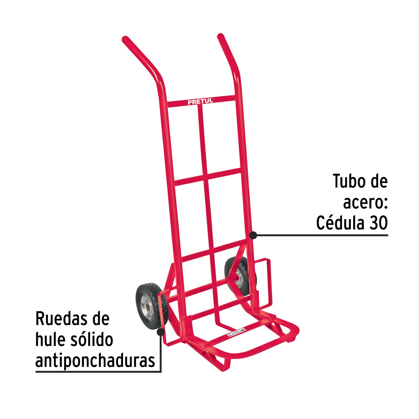44476 DIA-200 Diablo de carga de 200 kg, ruedas sólidas, balero sencillo