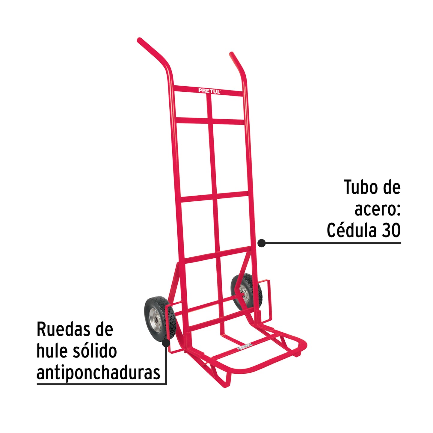 44478 DIA-400 Diablo de carga de 400 kg, ruedas sólidas, doble balero