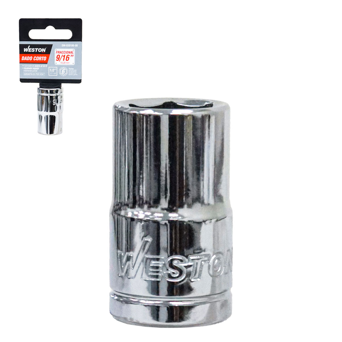 Dado Corto Cuadro 1/2" 6 Puntas 9/16" | DM-030106-08