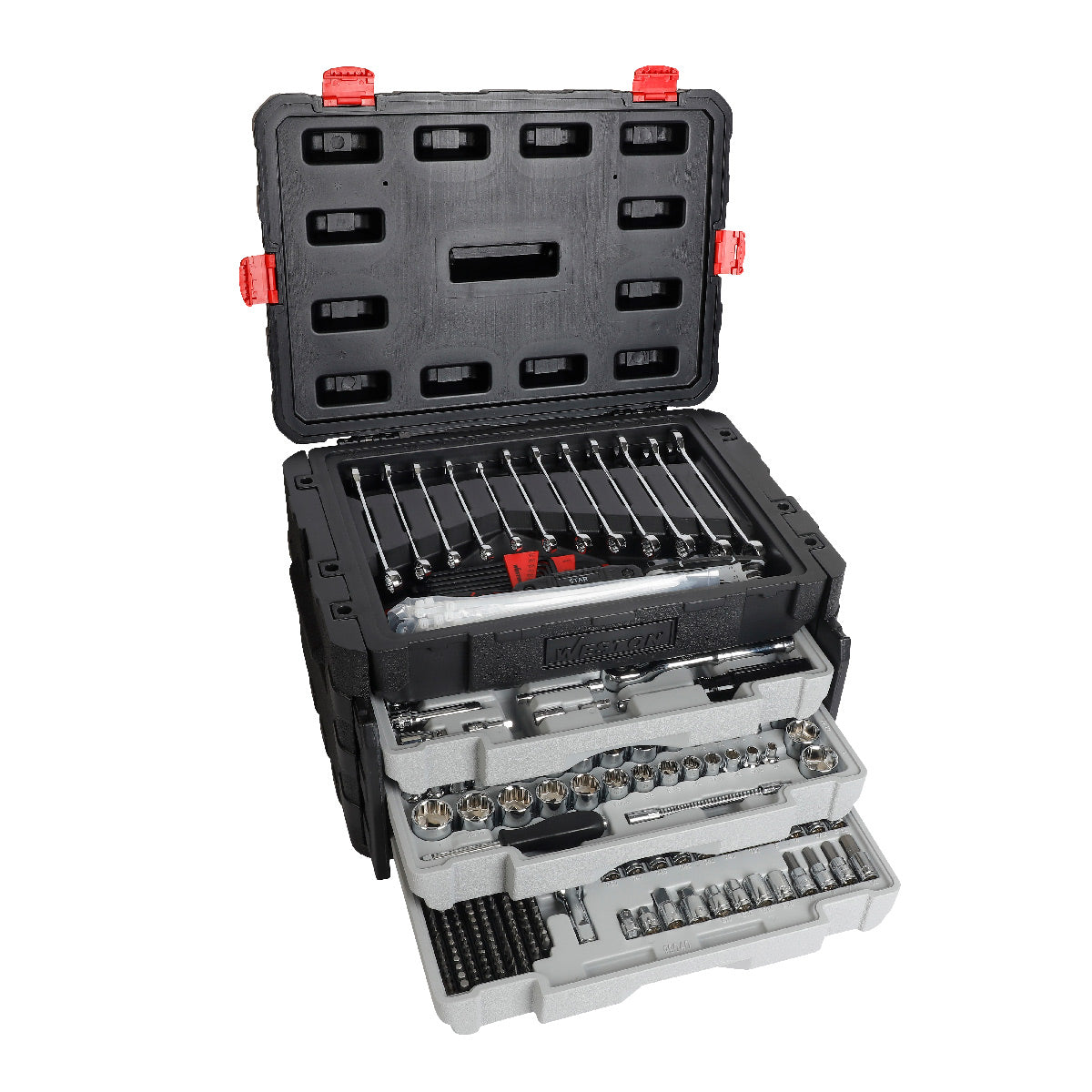 JGO. D/497 HERRAMIENTAS CUADRO 1/4", 3/8" Y 1/2" FRACC. Y METRIC. P/MECANICO DM-053040