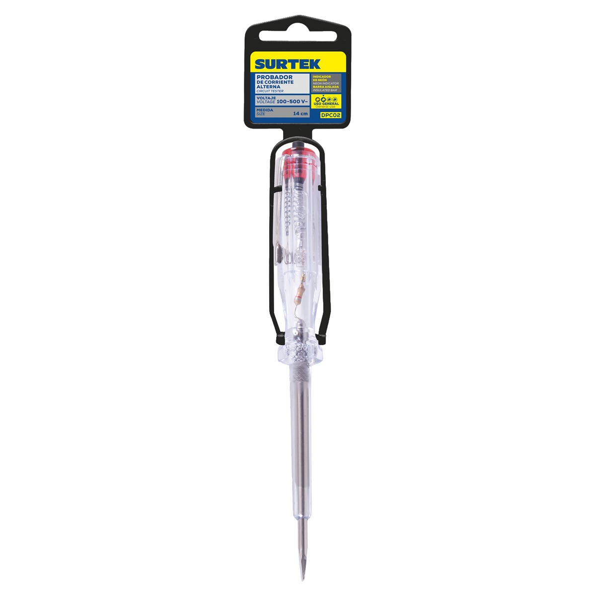 Probador De Voltaje De Corriente Alterna 100 V - 500 V, 14 cm, Surtek DPC02