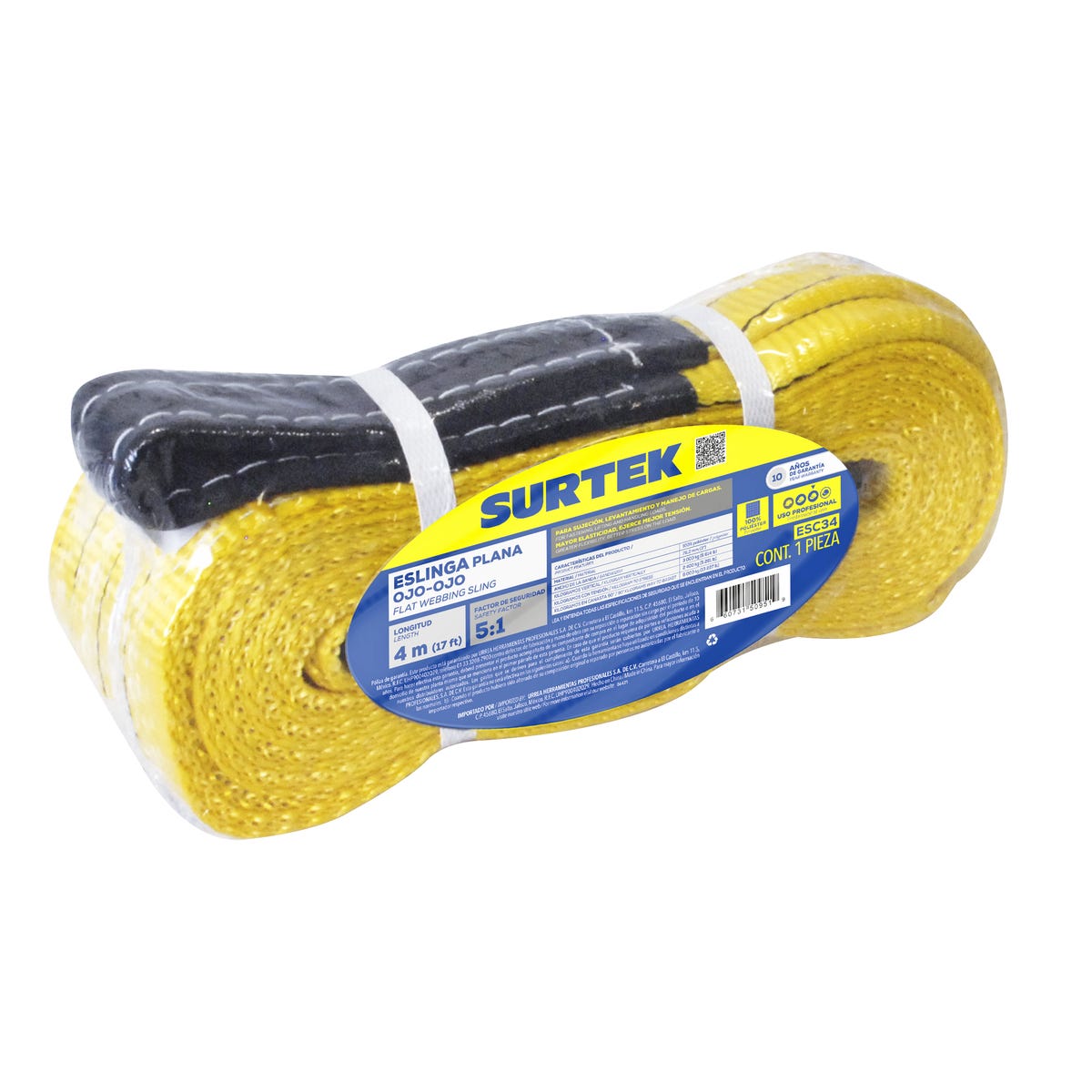 Eslinga De Poliéster Plana Tipo Ojo-Ojo 2 x 4 m, Surtek ESC24