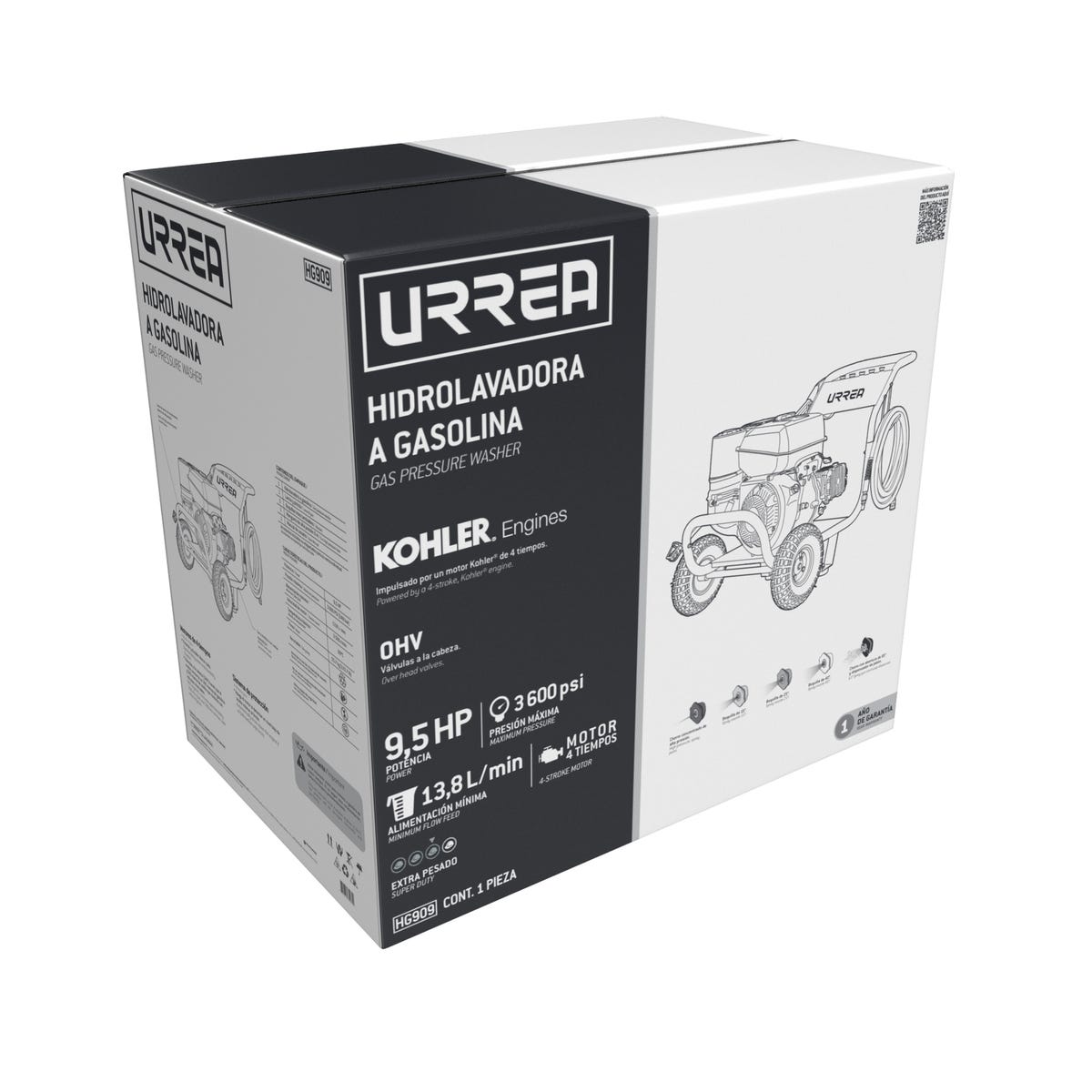 Hidrolavadora A Gasolina 9.5 HP, 3600 PSI, Urrea HG909