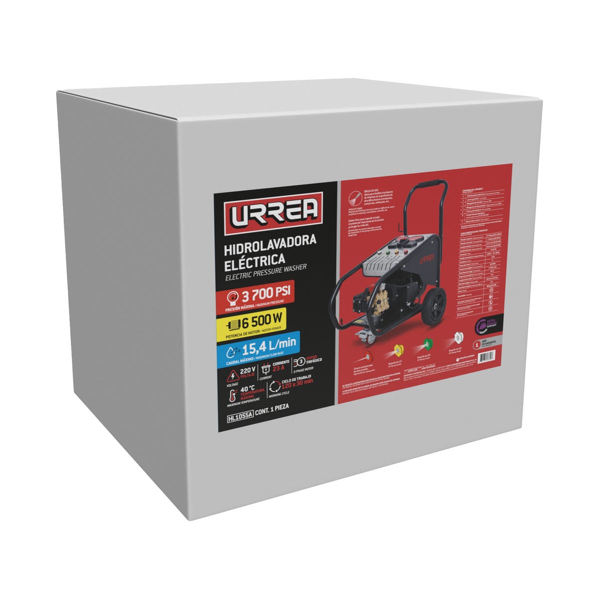 Hidrolavadora Eléctrica 5500 W 220V 3700 PSI, 14 L Por Minuto, Urrea HL1055A