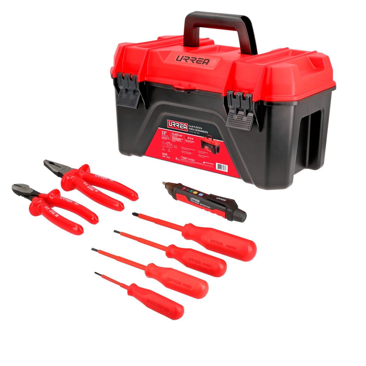 Juego Combinado De Herramientas Para Electricista De 1000 V 8 Piezas, Con Caja Plástica, Urrea JE8A