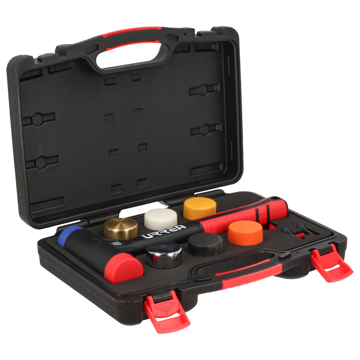 Juego De Mazo De Golpe Seco Con Mango Rubber Grip Tapas Intercambiables 16 Oz, 9 Piezas, Urrea JMTI
