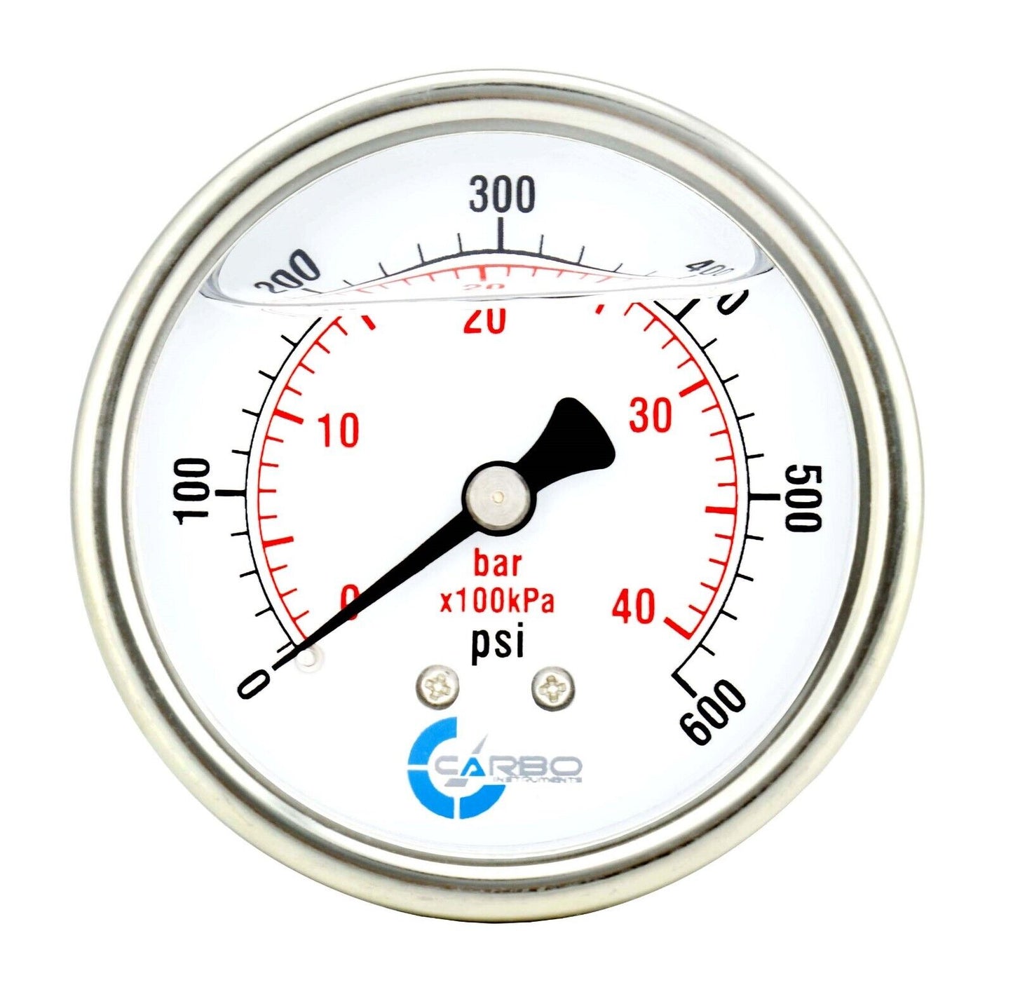 DE 2" 0 - 600 PSI, STAINLESS STEEL CASE BACK MOUNT L25-SSCB-600