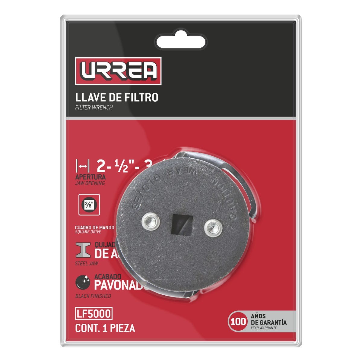 Llave Autoajustable Para Quitar Filtros De 3/8 De 2-1/2 A 3-1/8, Urrea LF5000