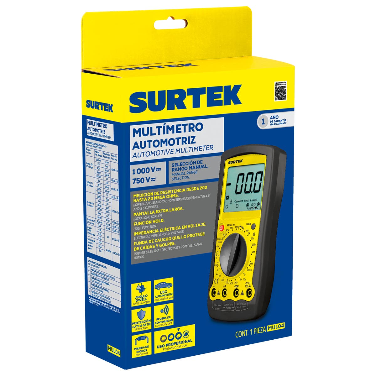 Multímetro Digital Automotriz, Surtek MUL04