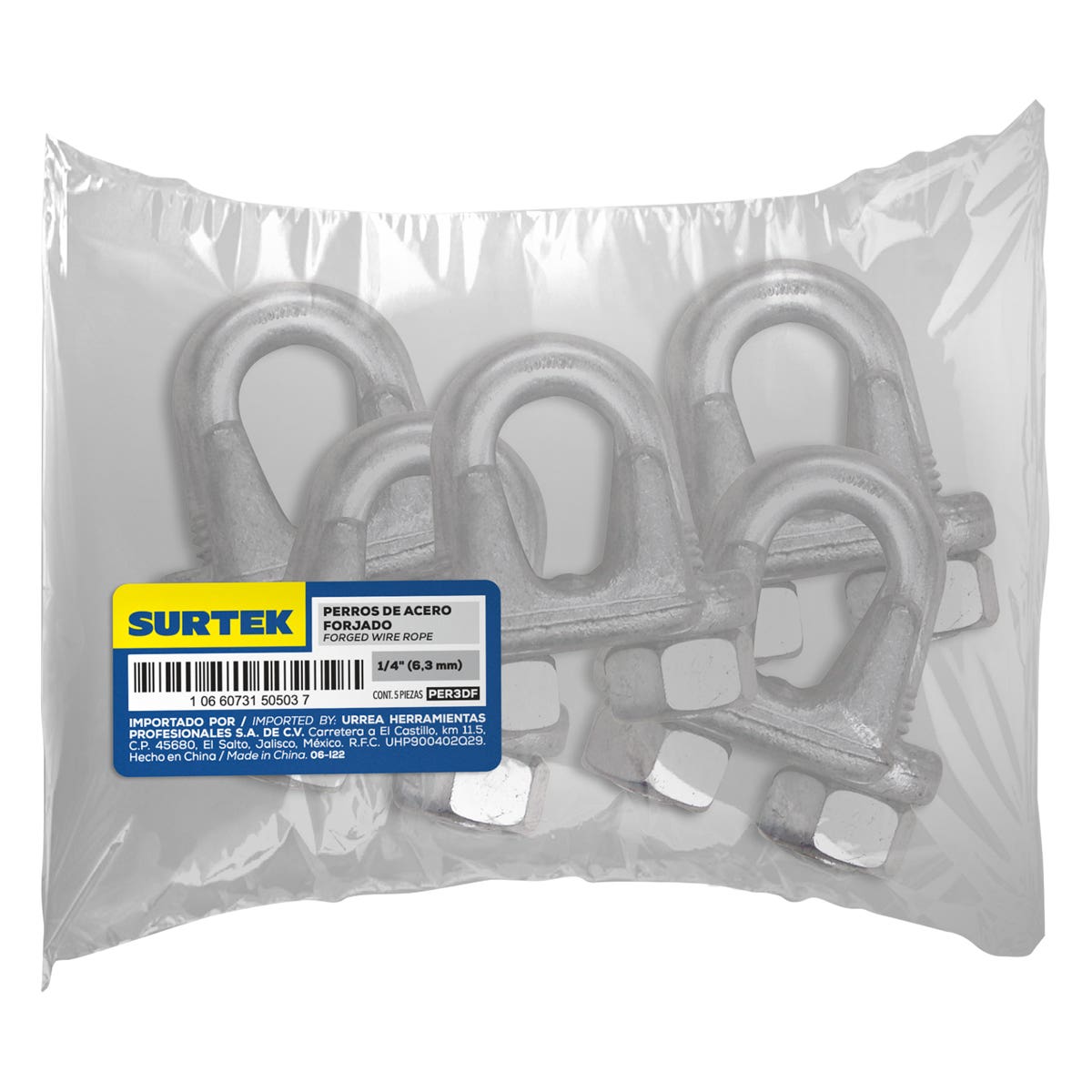 Perro De Acero Forjado Para Cable De Acero 1/4, Surtek PER3DF