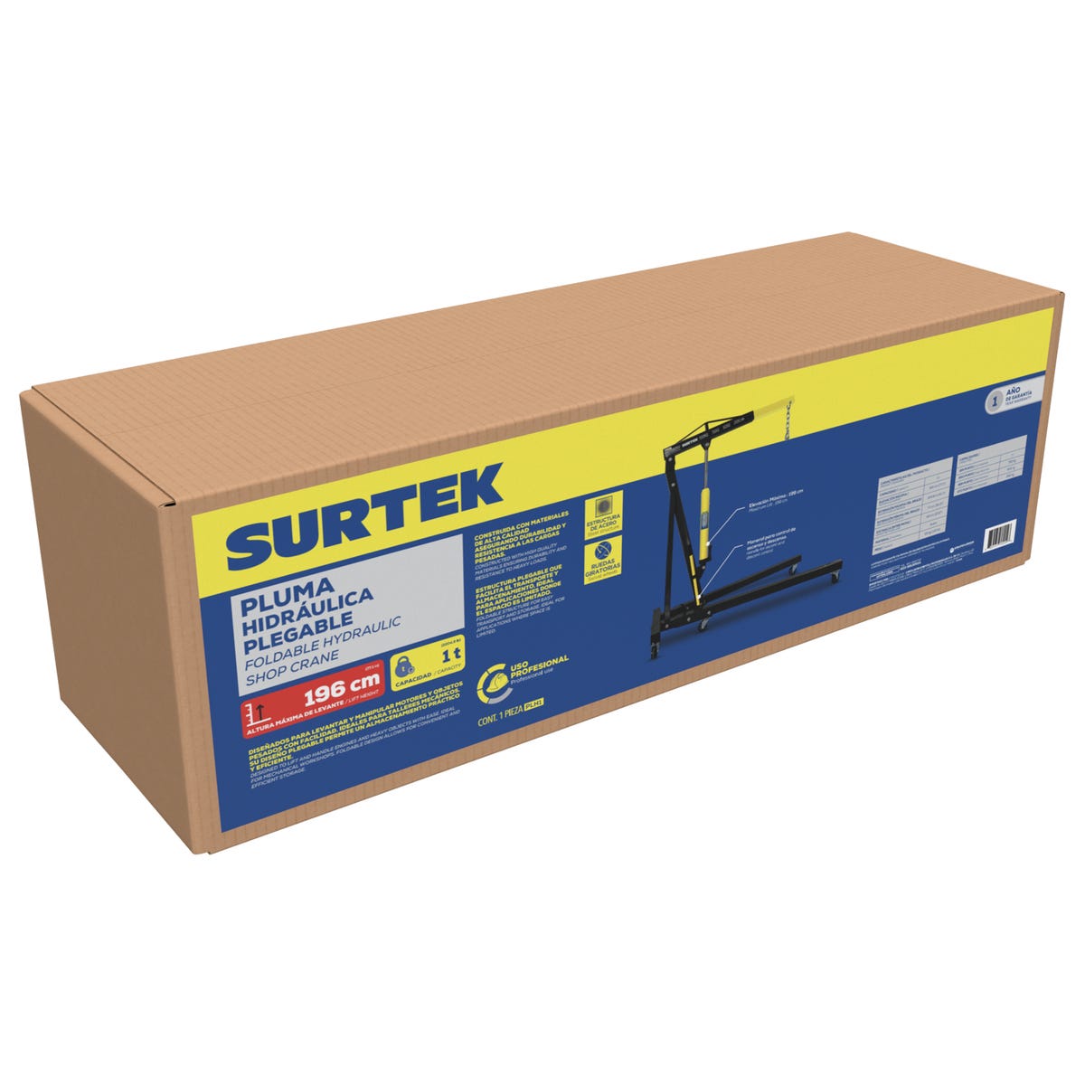Pluma Hidráulica Plegable Con Posición De Levantamiento Adaptable, 1 Ton, Surtek PLH1