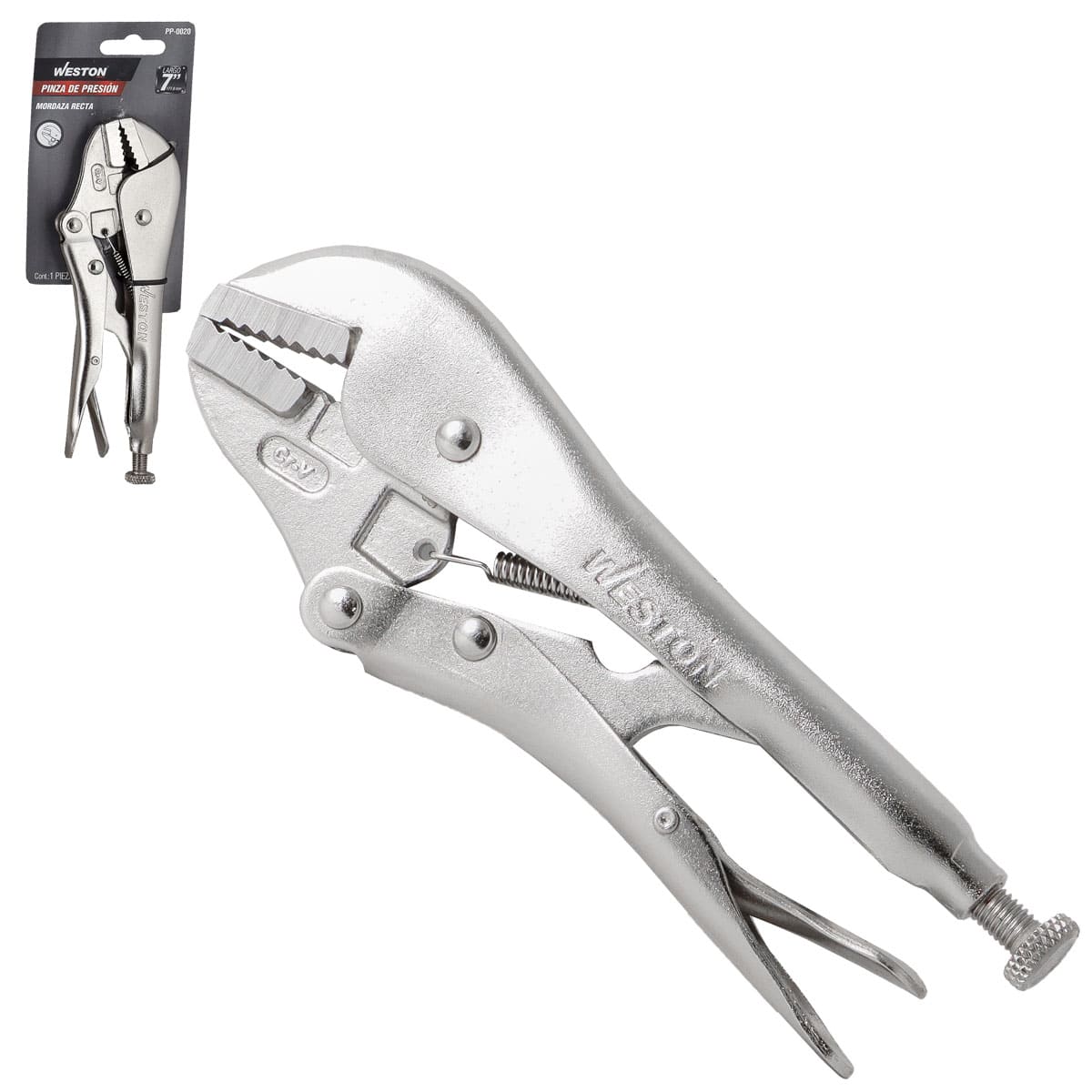 Pinza de Presión con Mordaza Recta CRV 7'' (7R) | PP-0020
