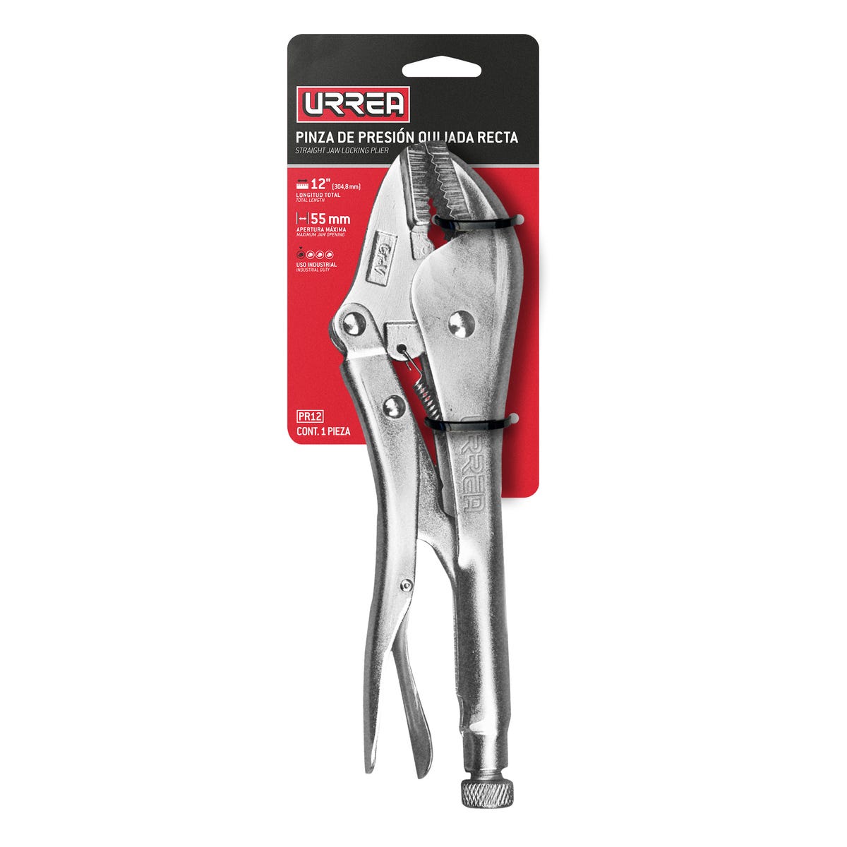 Pinza De Presión Cromada Quijada Recta De 12, Urrea PR12